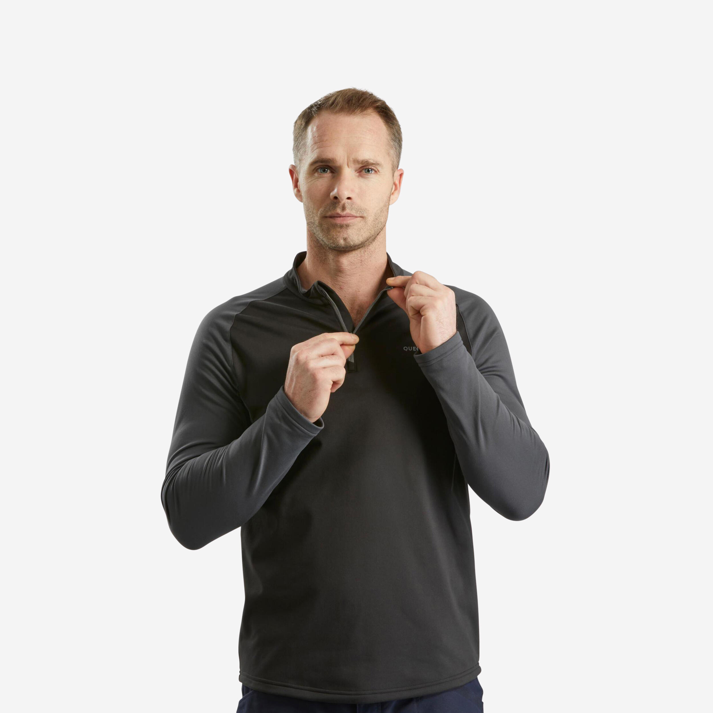 Menâs Warm Long-Sleeved Shirt - SH 100 Black