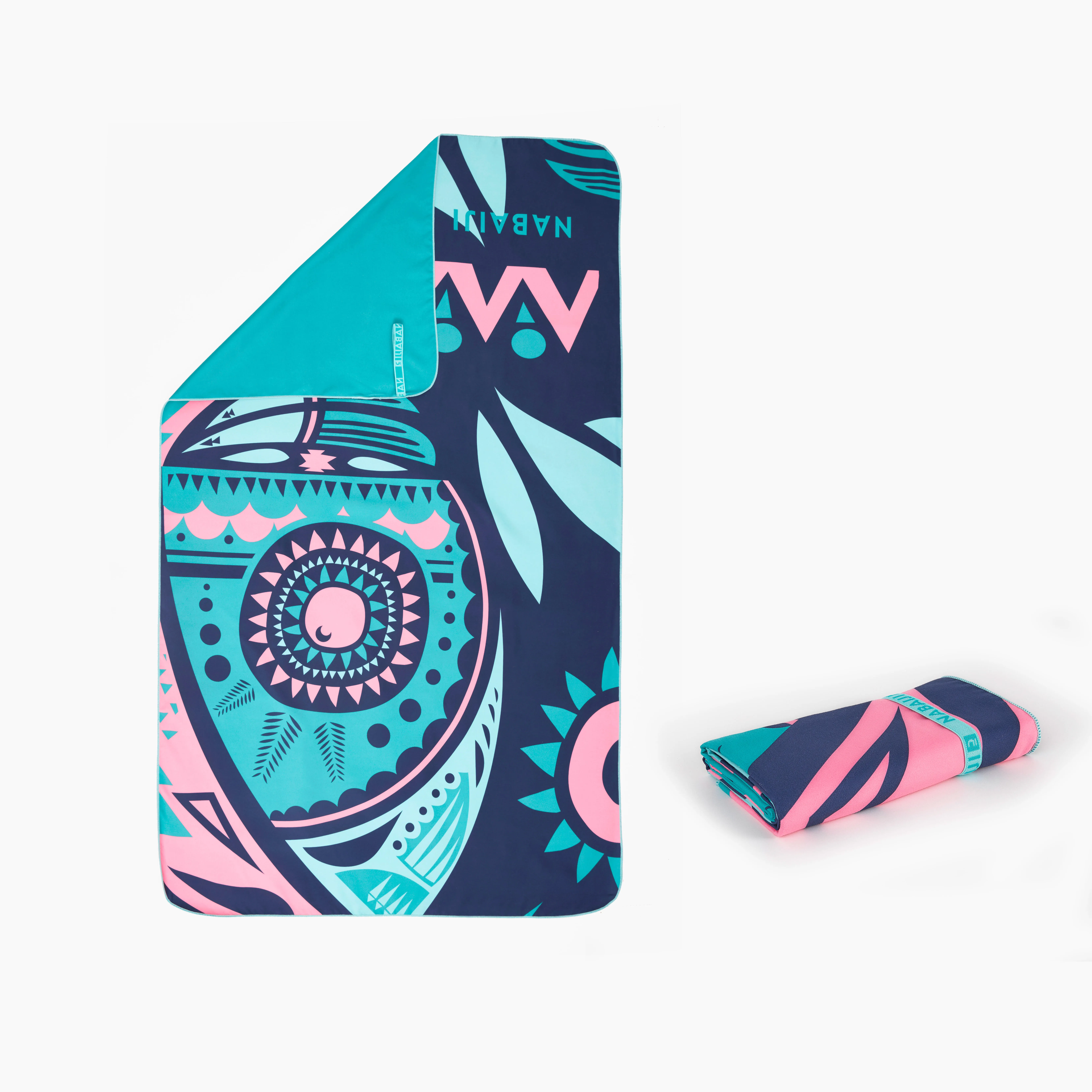 Compact Microfibre Swimming Towel with Snaps Size L 80 x 130 cm