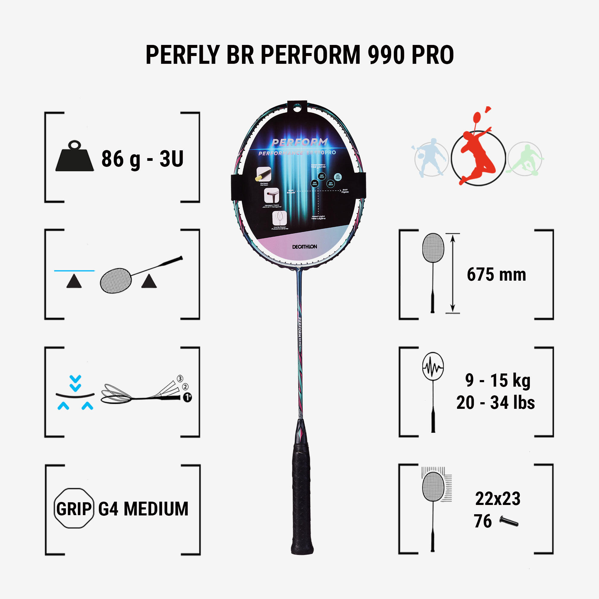 Unstrung Badminton Racket - BR Perform 990 Pro Purple