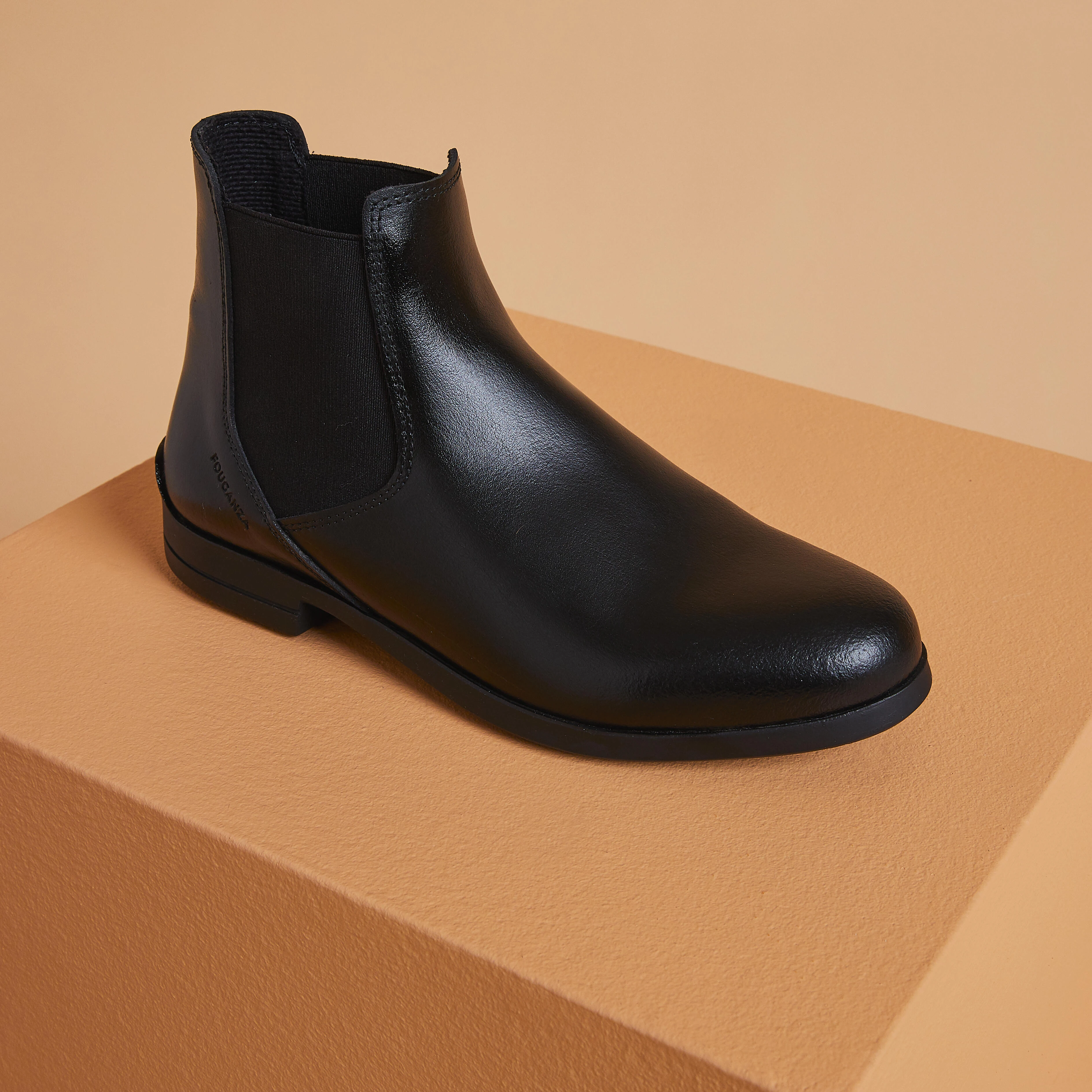 Horse Riding Leather Jodhpur Boots - 500 Black