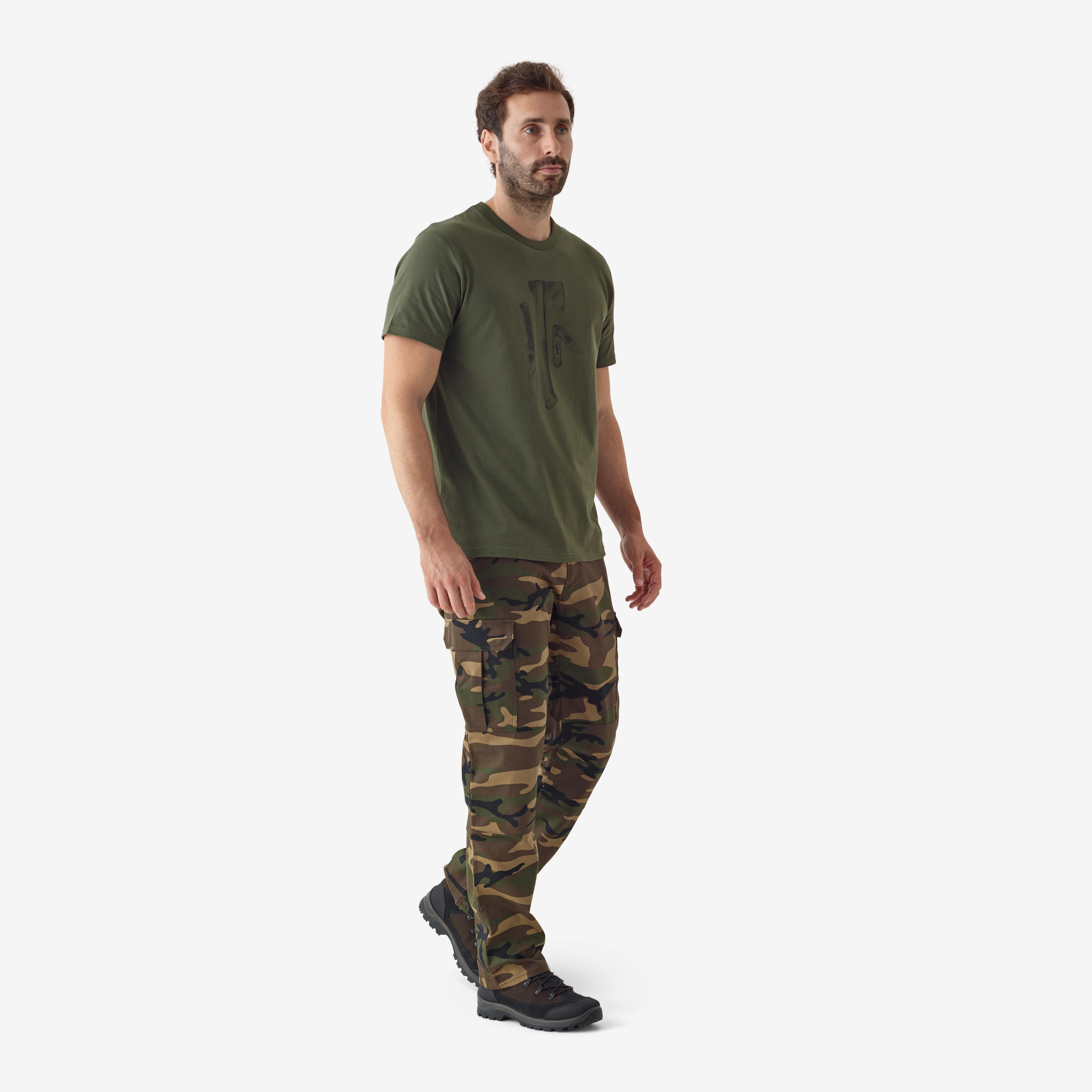 Durable Cargo Pants - Steppe 500 Green Camo
