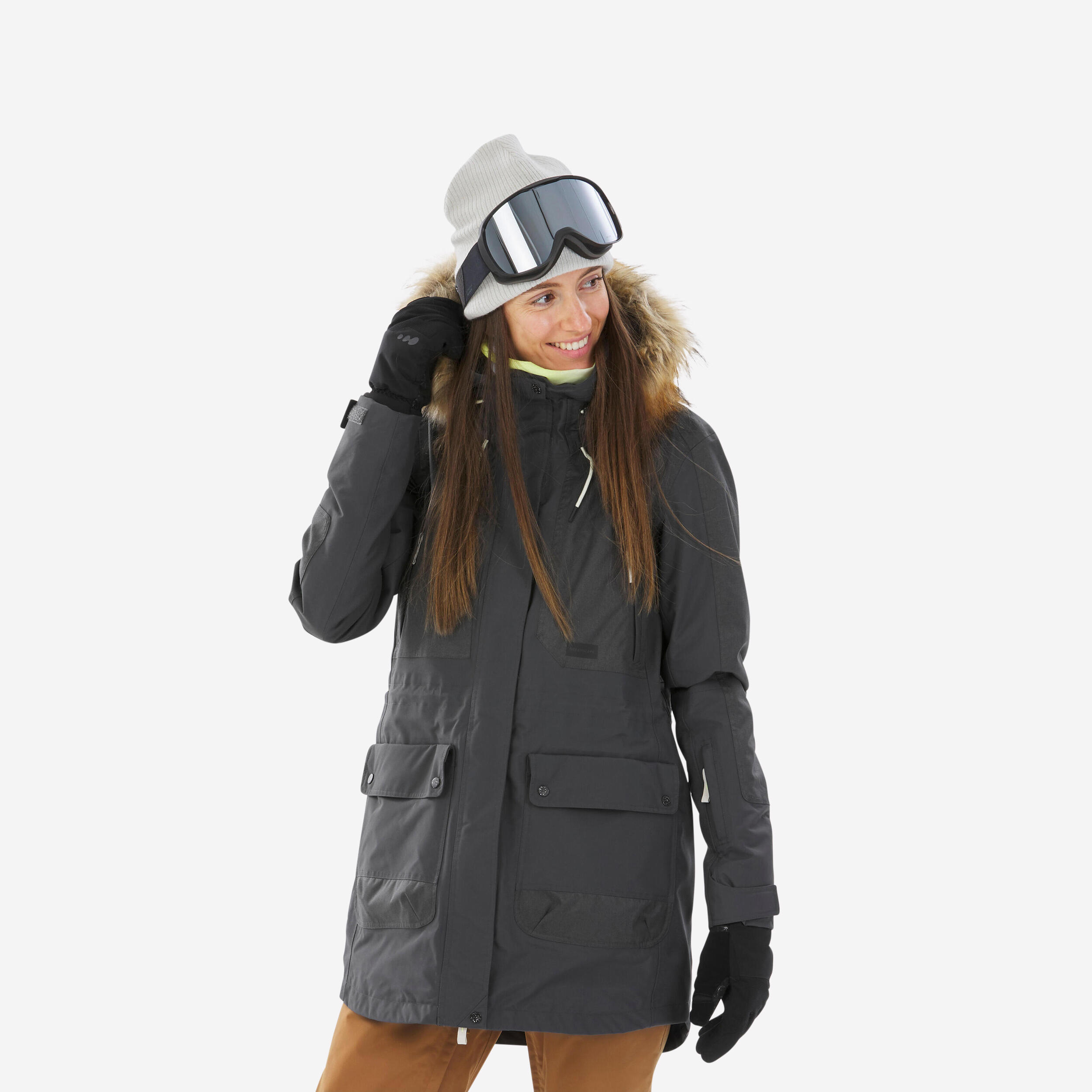 Womenâs Snowboard Jacket - SNB 500 Grey