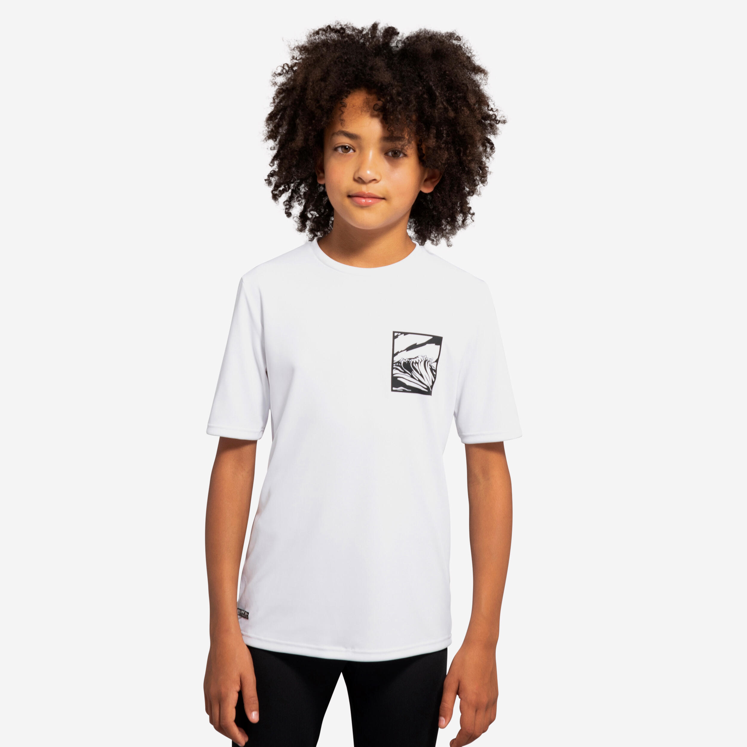 Kidsâ Short-Sleeved Surfing Rash Guard, 100