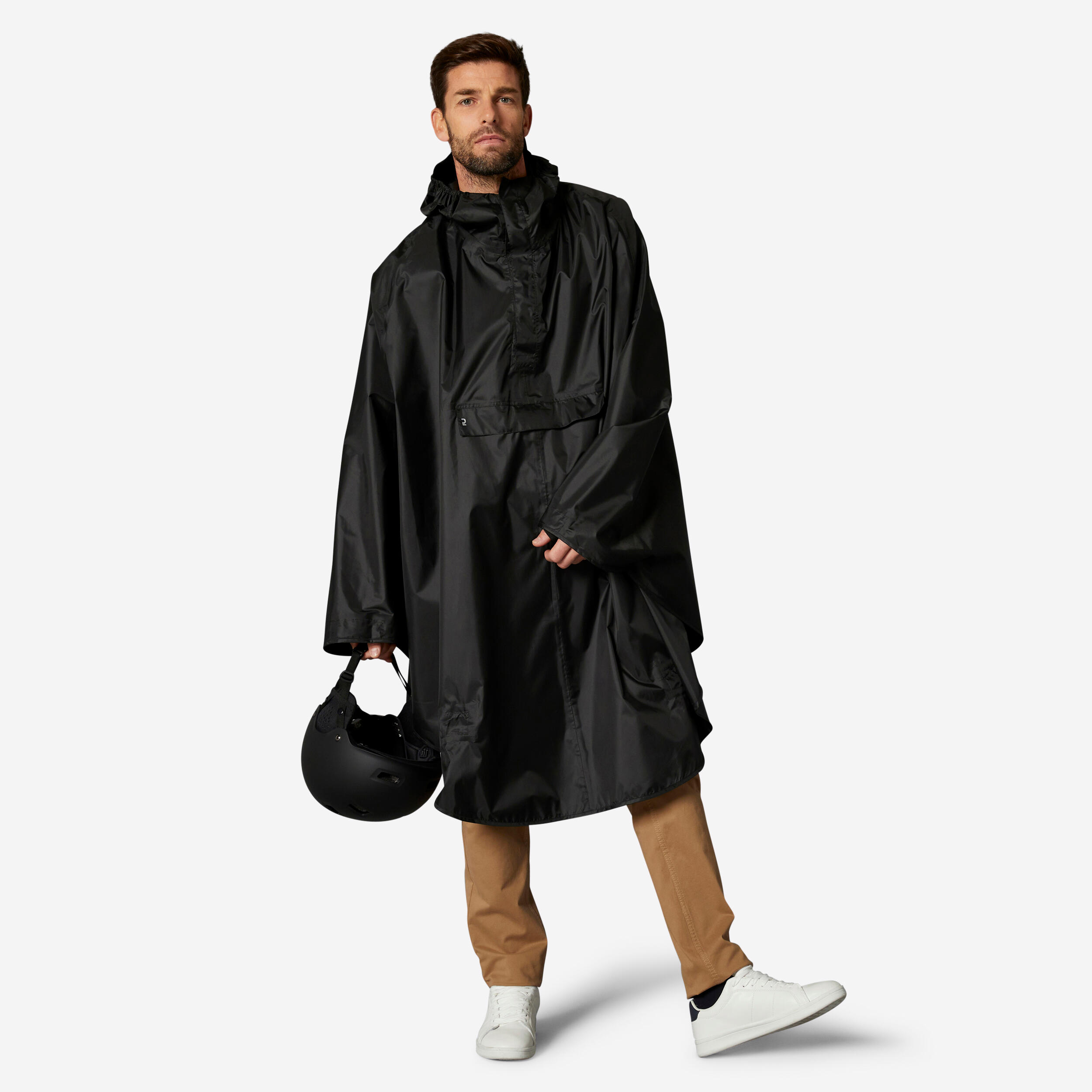 City Cycling Rain Poncho - 100 Black