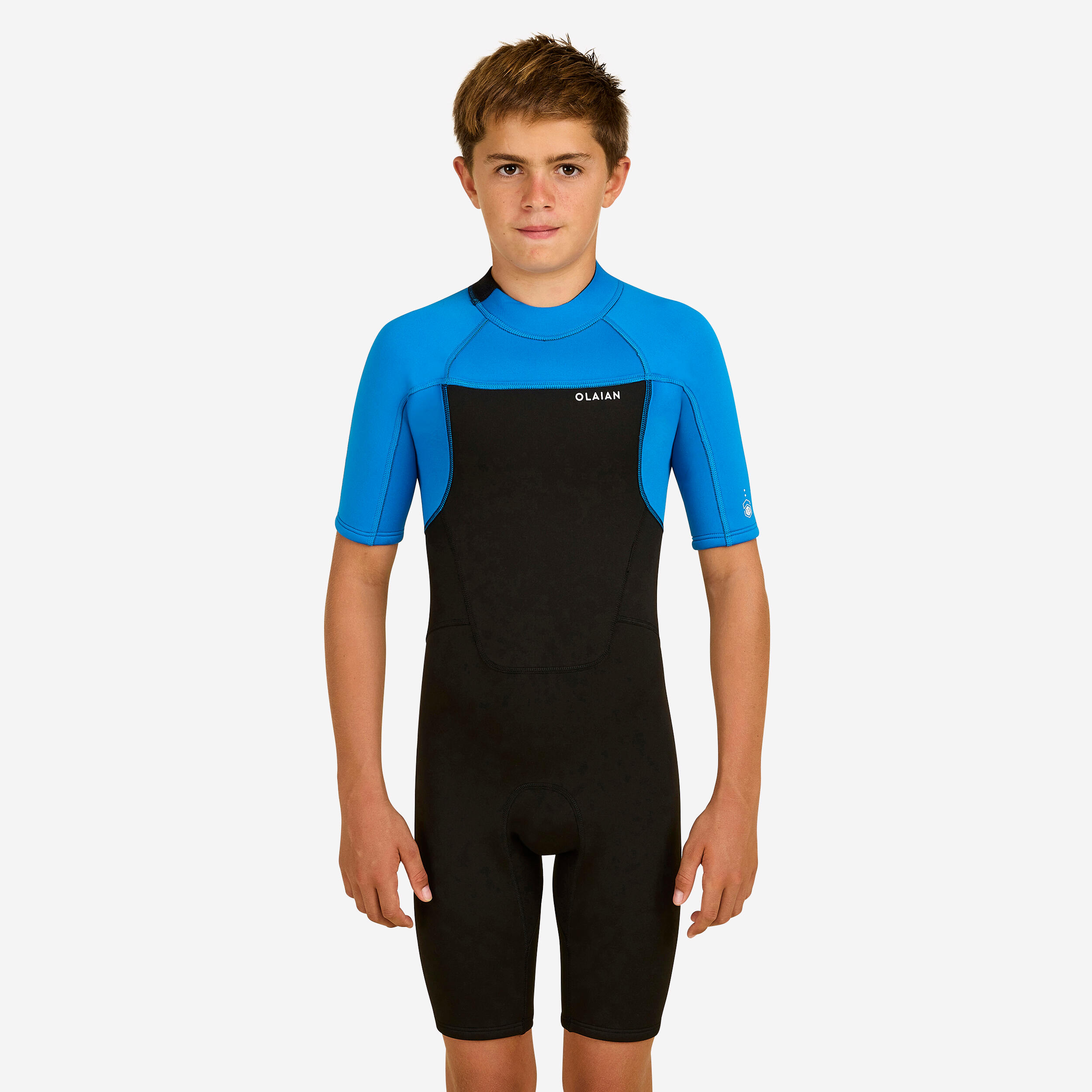 Kidsâ Neoprene Shorty Wetsuit - 500 Blue/Black