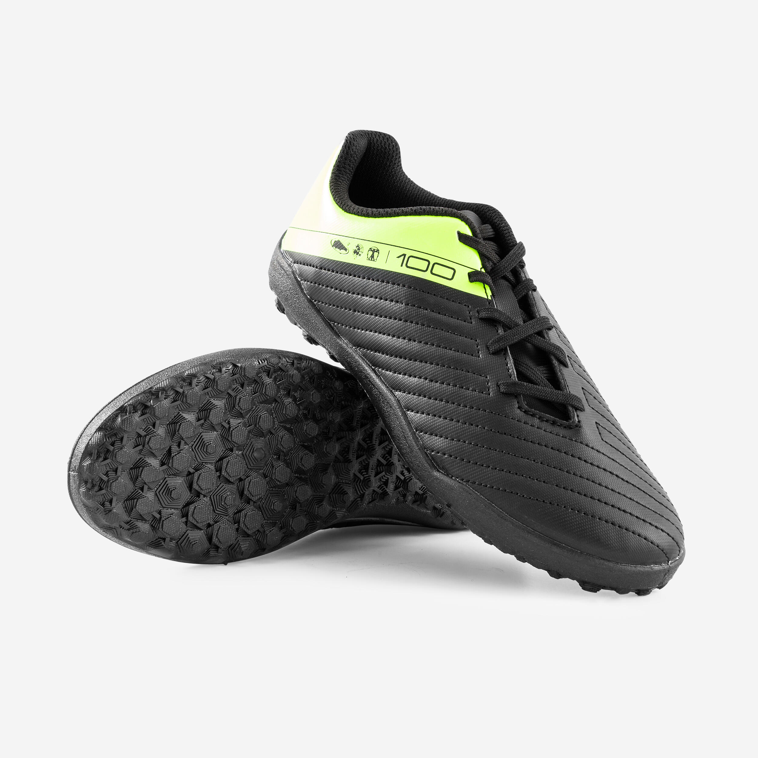 Kids' Soccer Shoes - 100 Black/Yellow