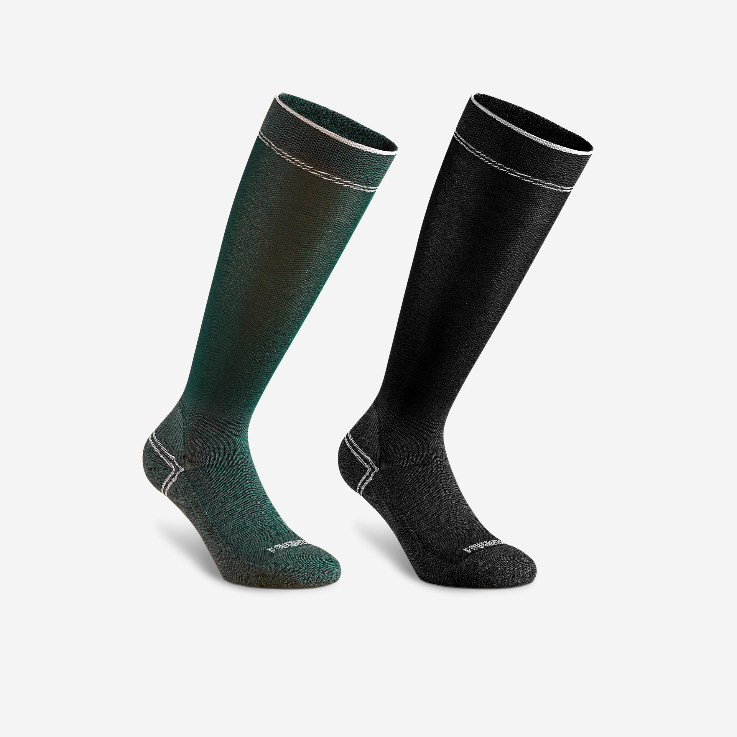 Horse Riding Ultra Thin Socks Twin-Pack - Green/Black