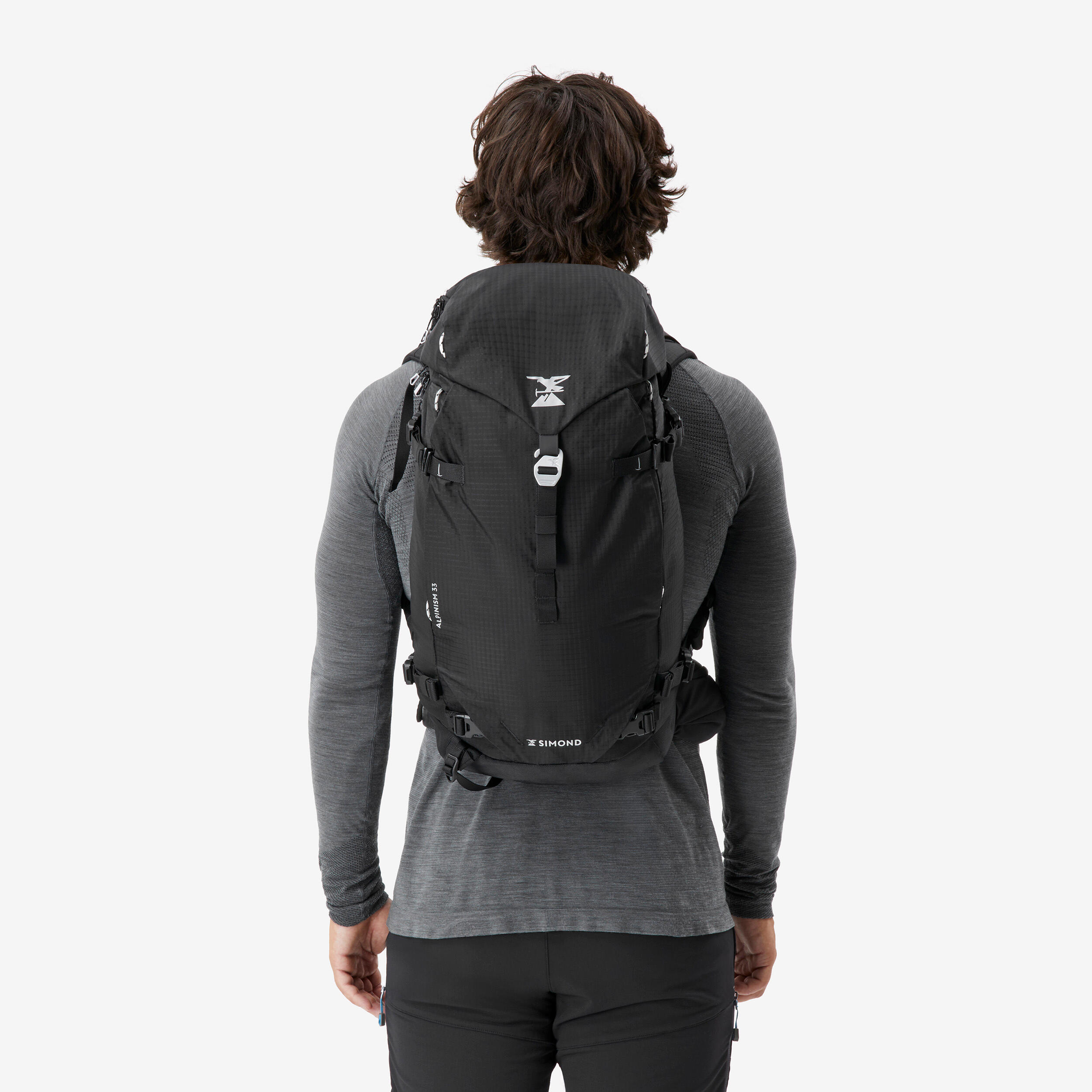 Versatile and modular mountaineering backpack, Alpinism 33 Black