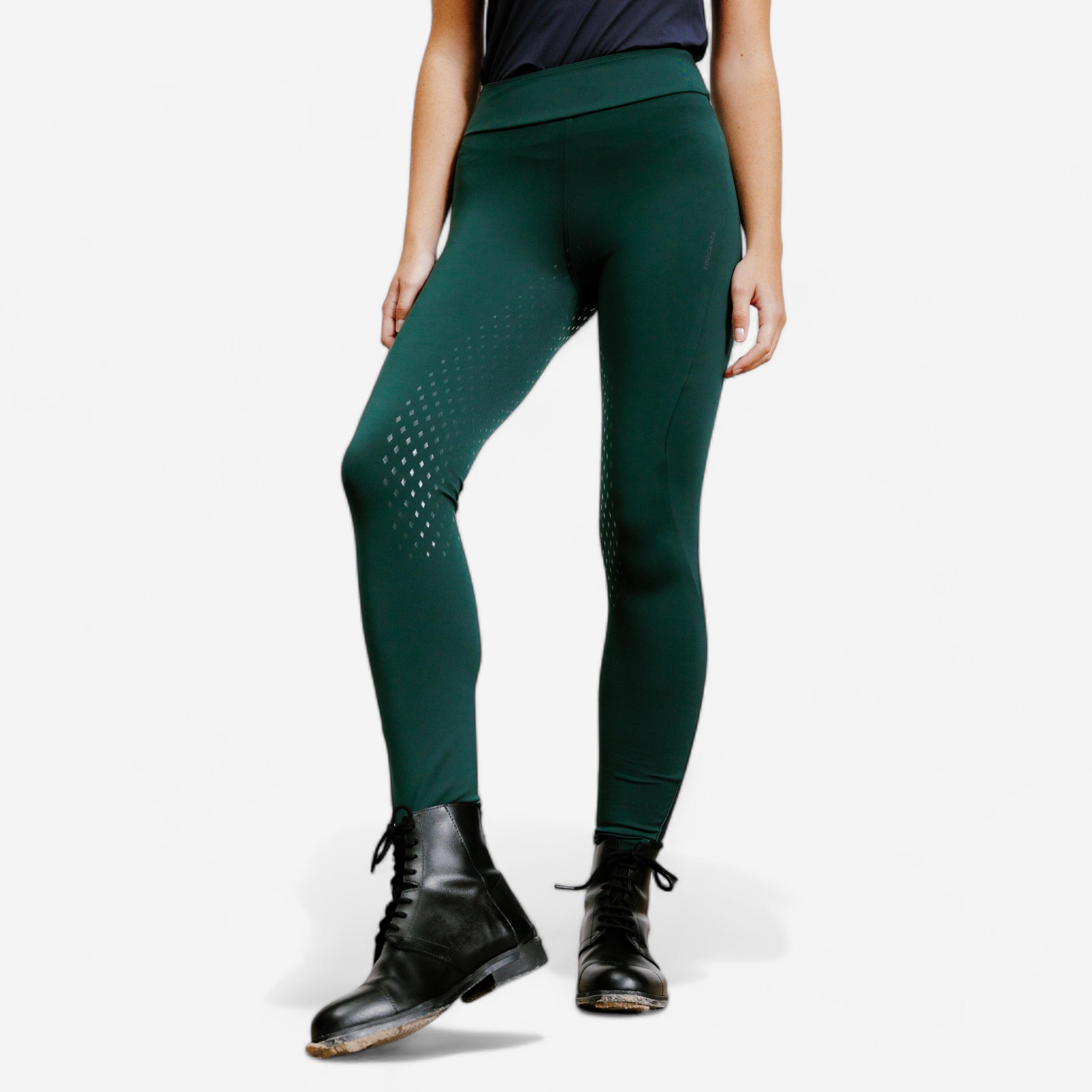 Women's Horse Riding Fullgrip Leggings - 500 Green