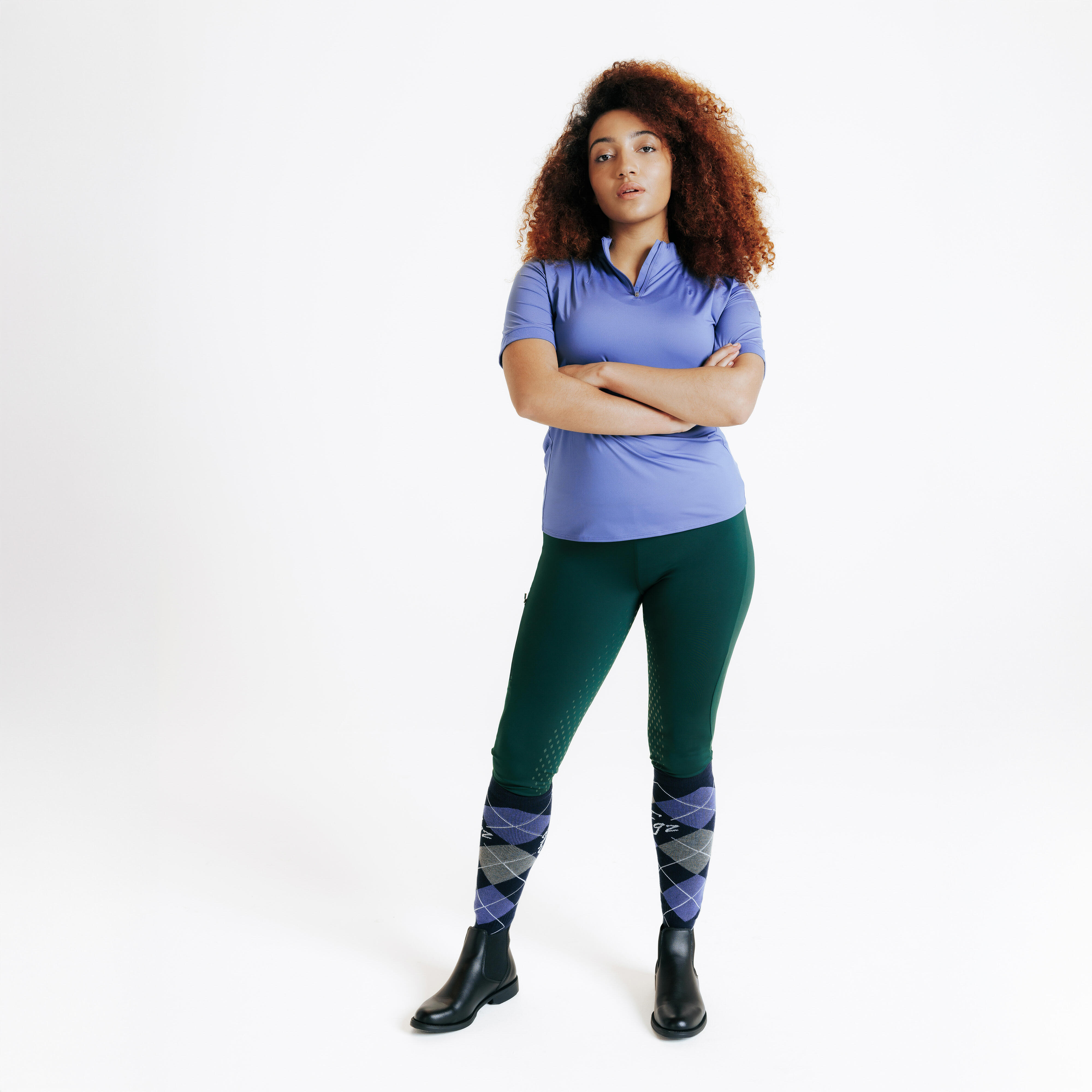 Women's Horse Riding Fullgrip Leggings - 500 Green