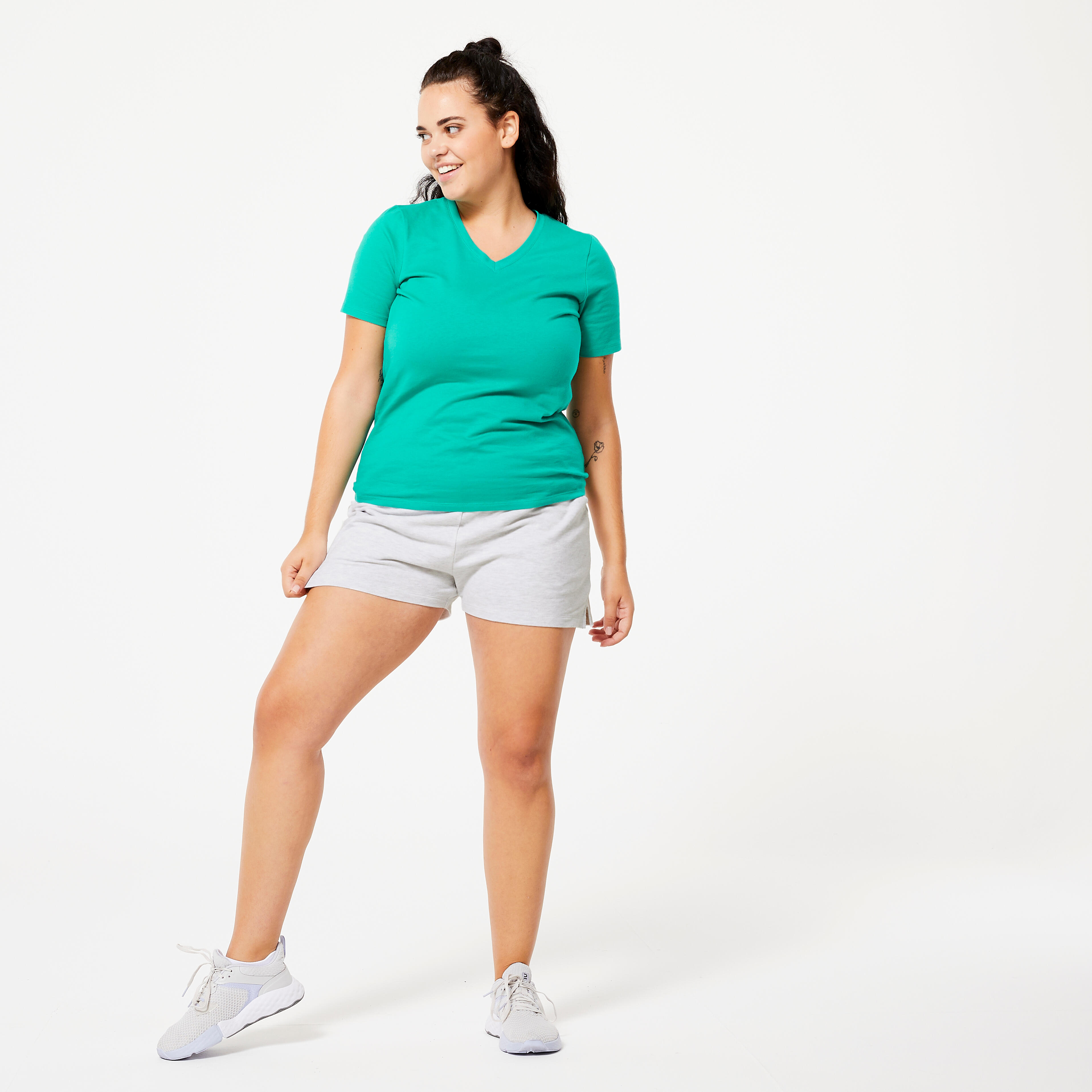 Women's High-Waisted Cotton Shorts, 520