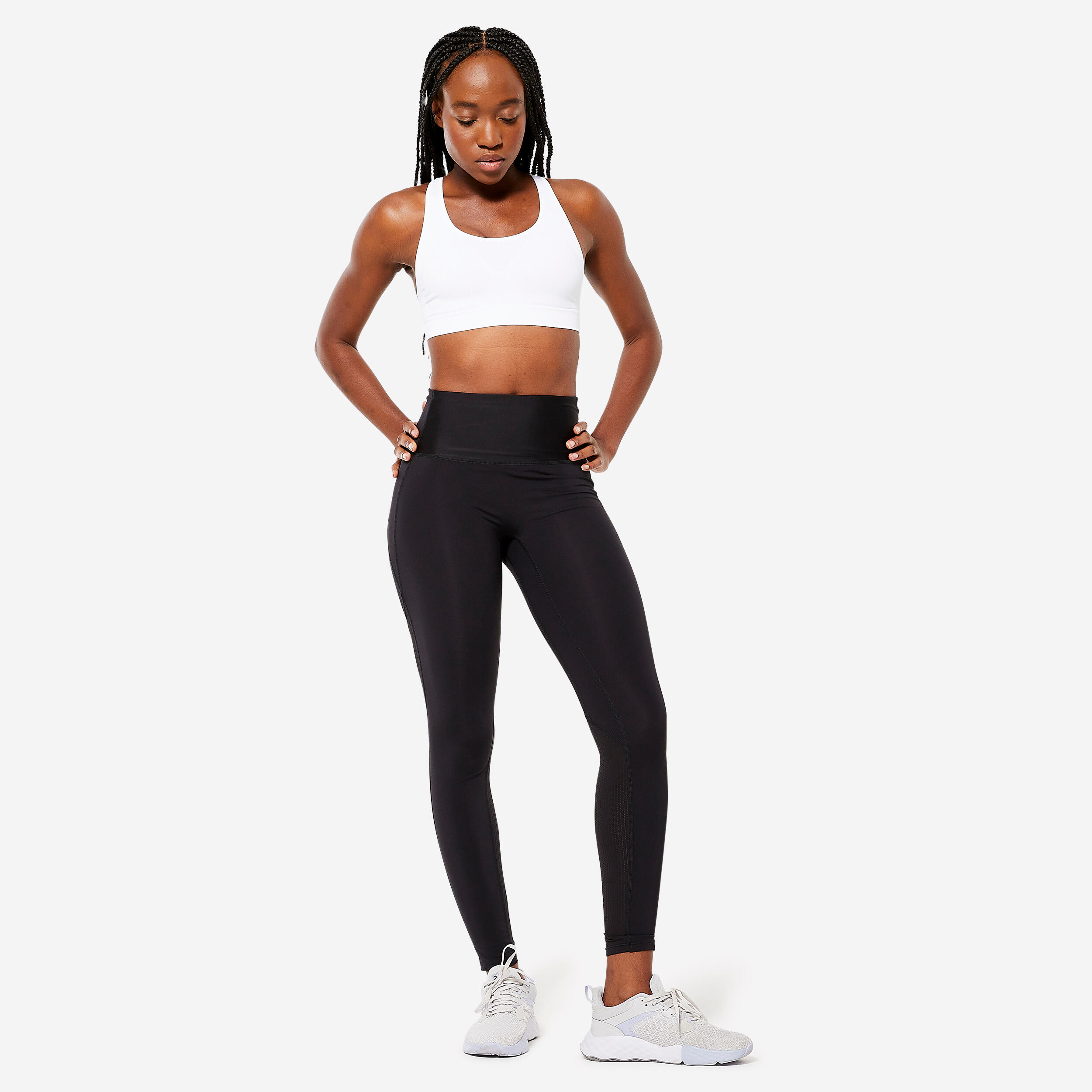 Seamless Muscle-Back Moderate-Support Bra - White