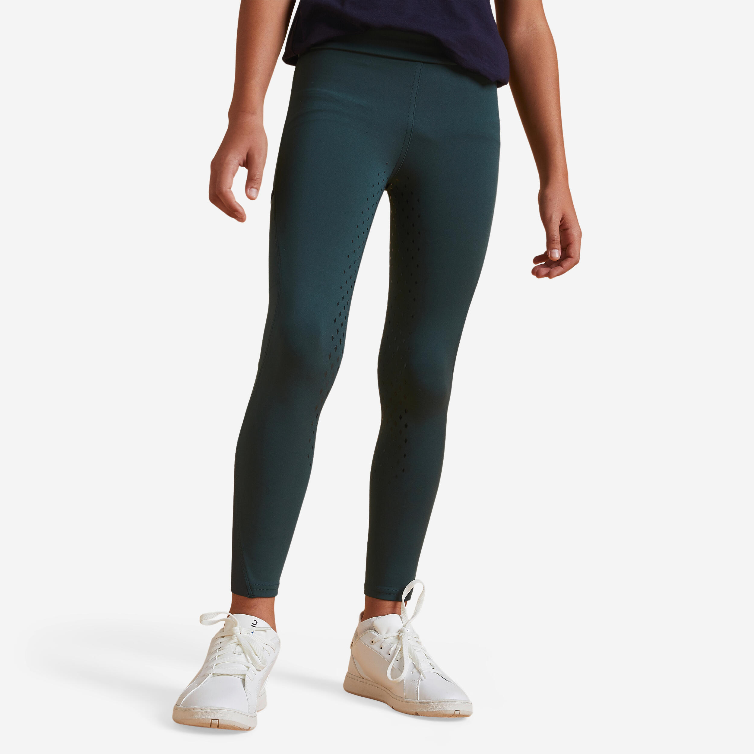 Kids' Horse Riding Fullgrip Leggings - 500 Green