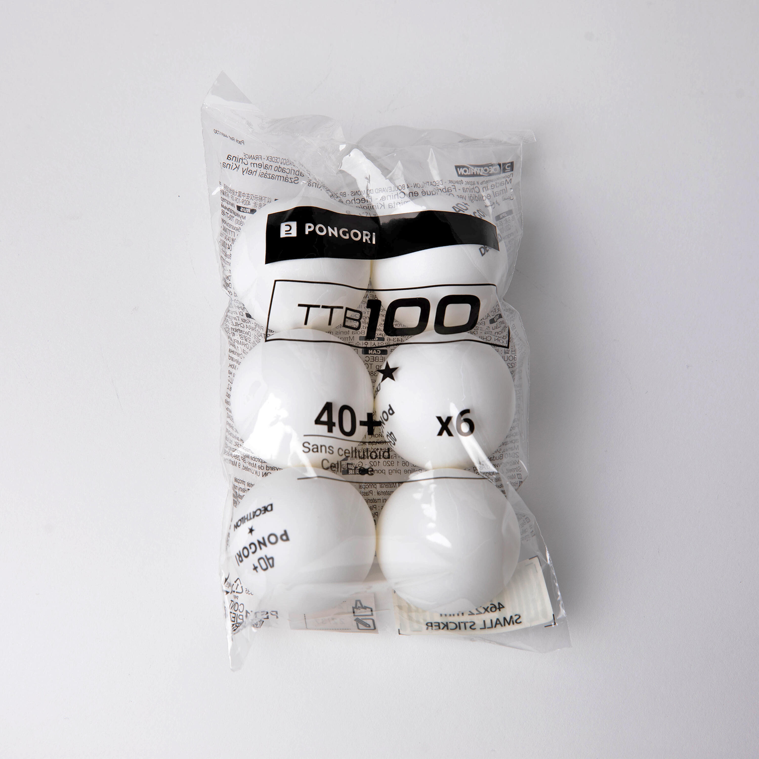 6-Pack Table Tennis Balls 40+ - TTB 100* White