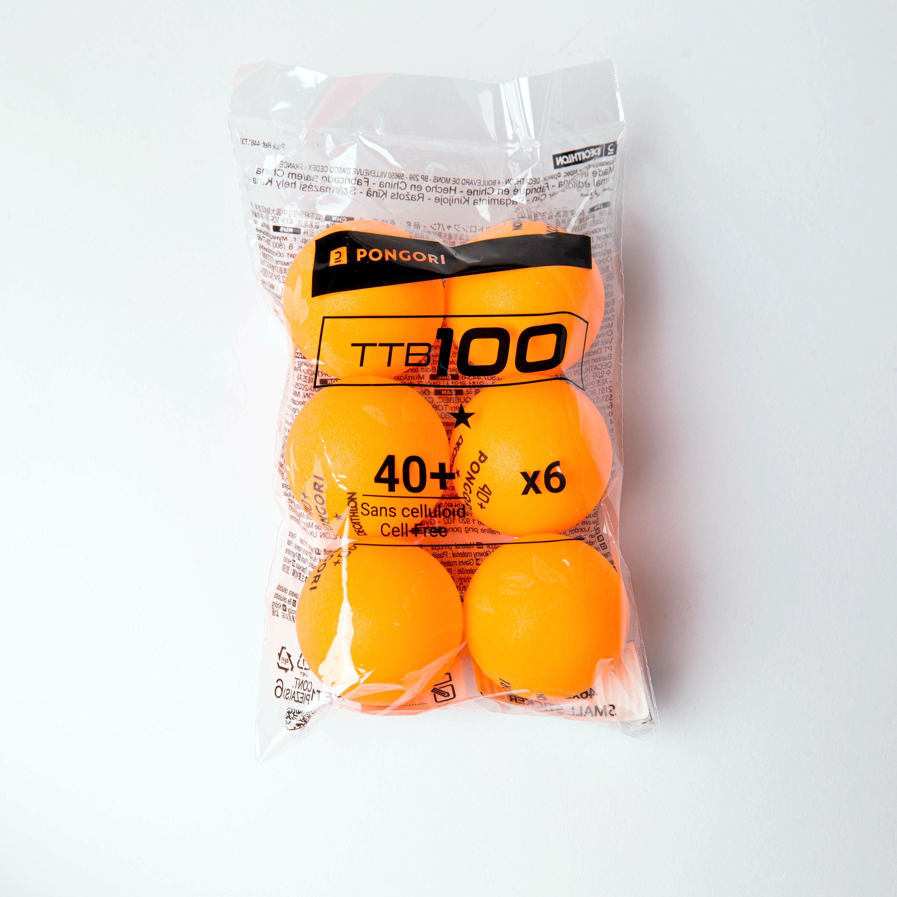 6-Pack Table Tennis Balls 40+ - TTB 100* Orange