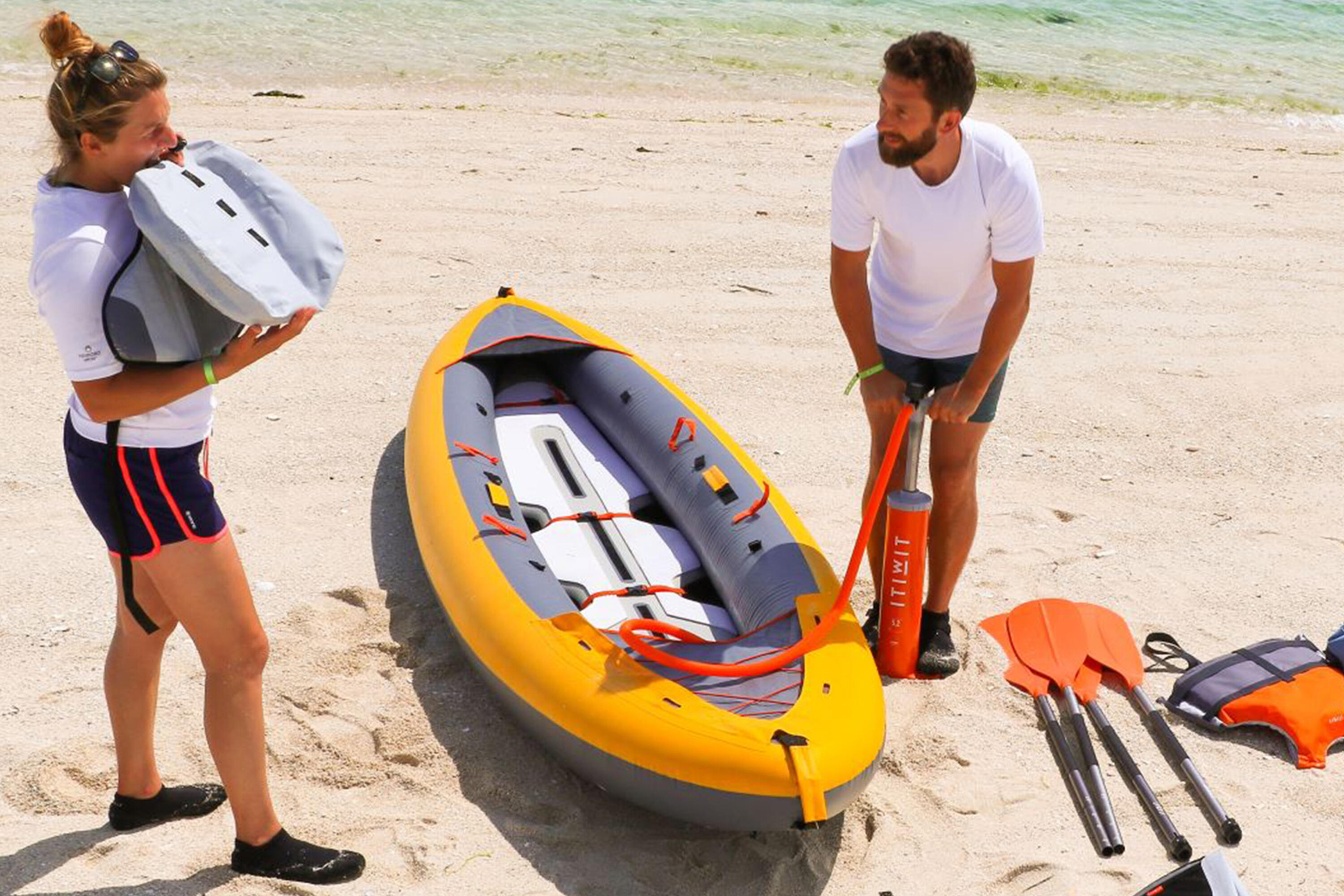 Double-Action Hand Pump for Kayaks - Orange