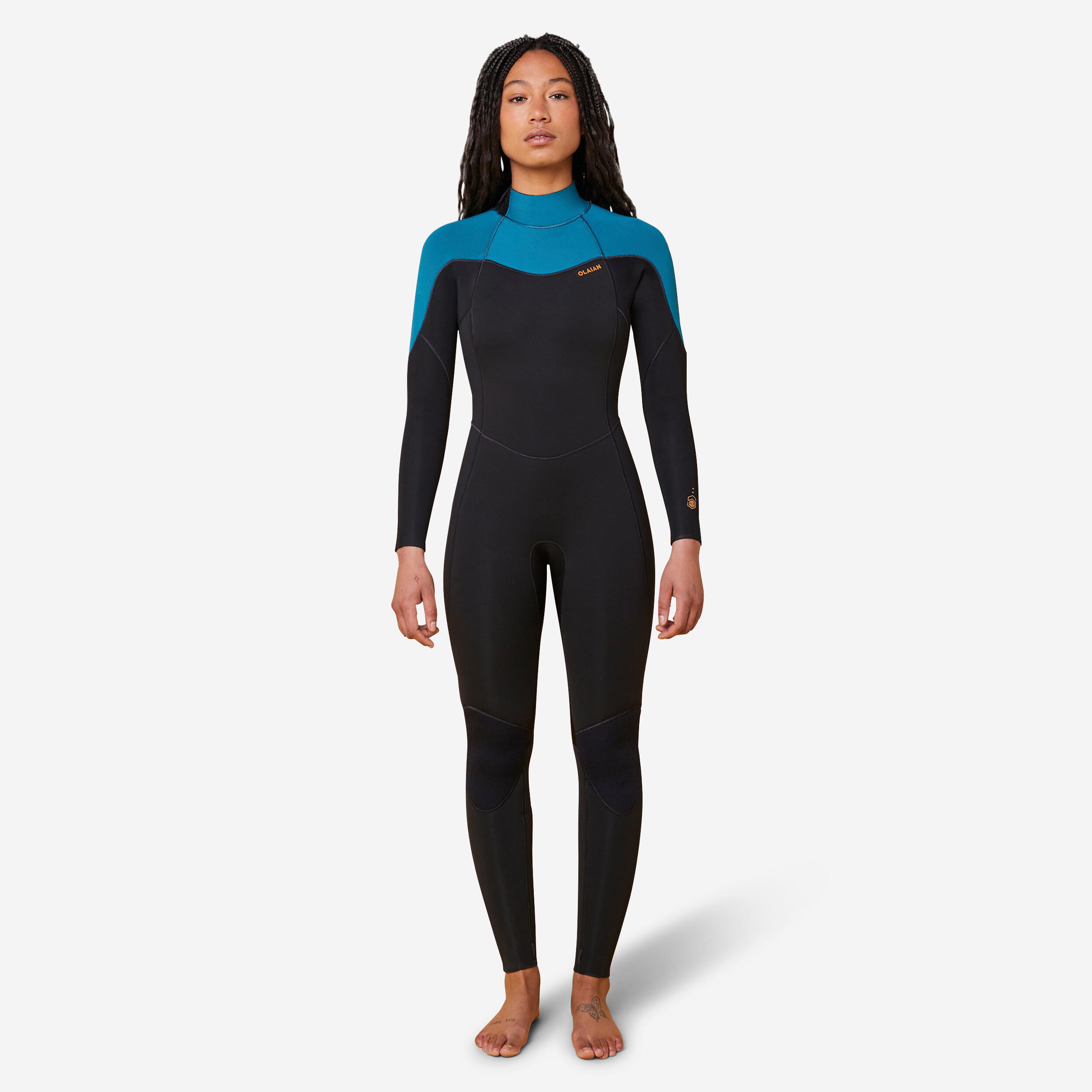 Women's Neoprene Rash Guard - 500 Black/Green