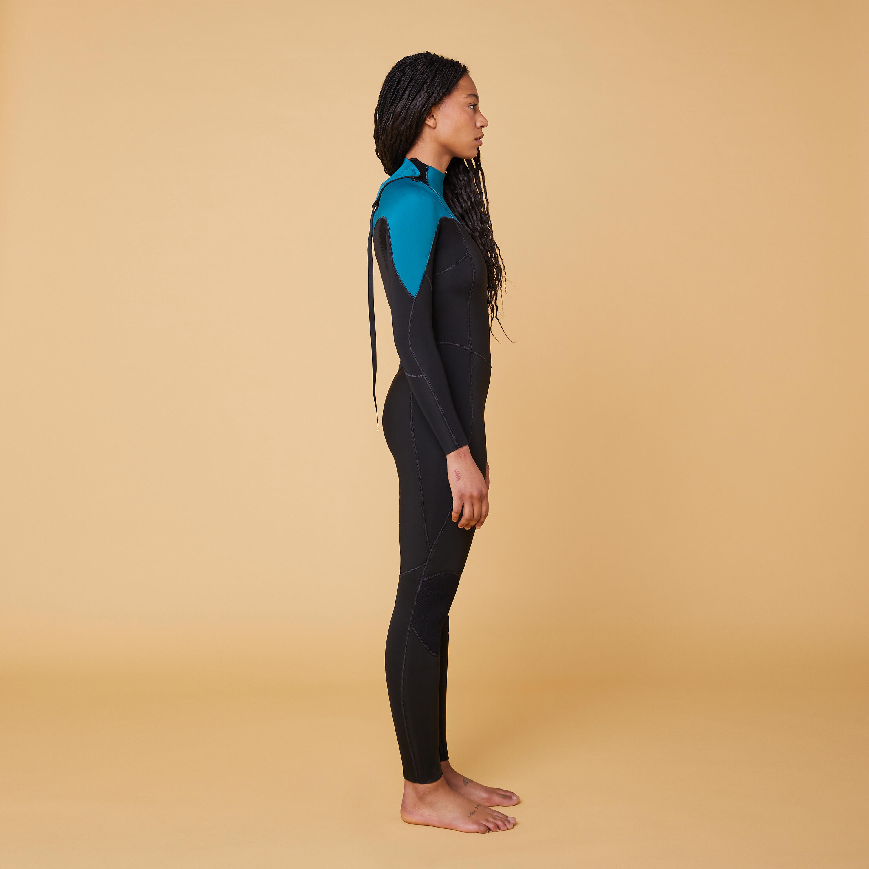 Women's Neoprene Rash Guard - 500 Black/Green