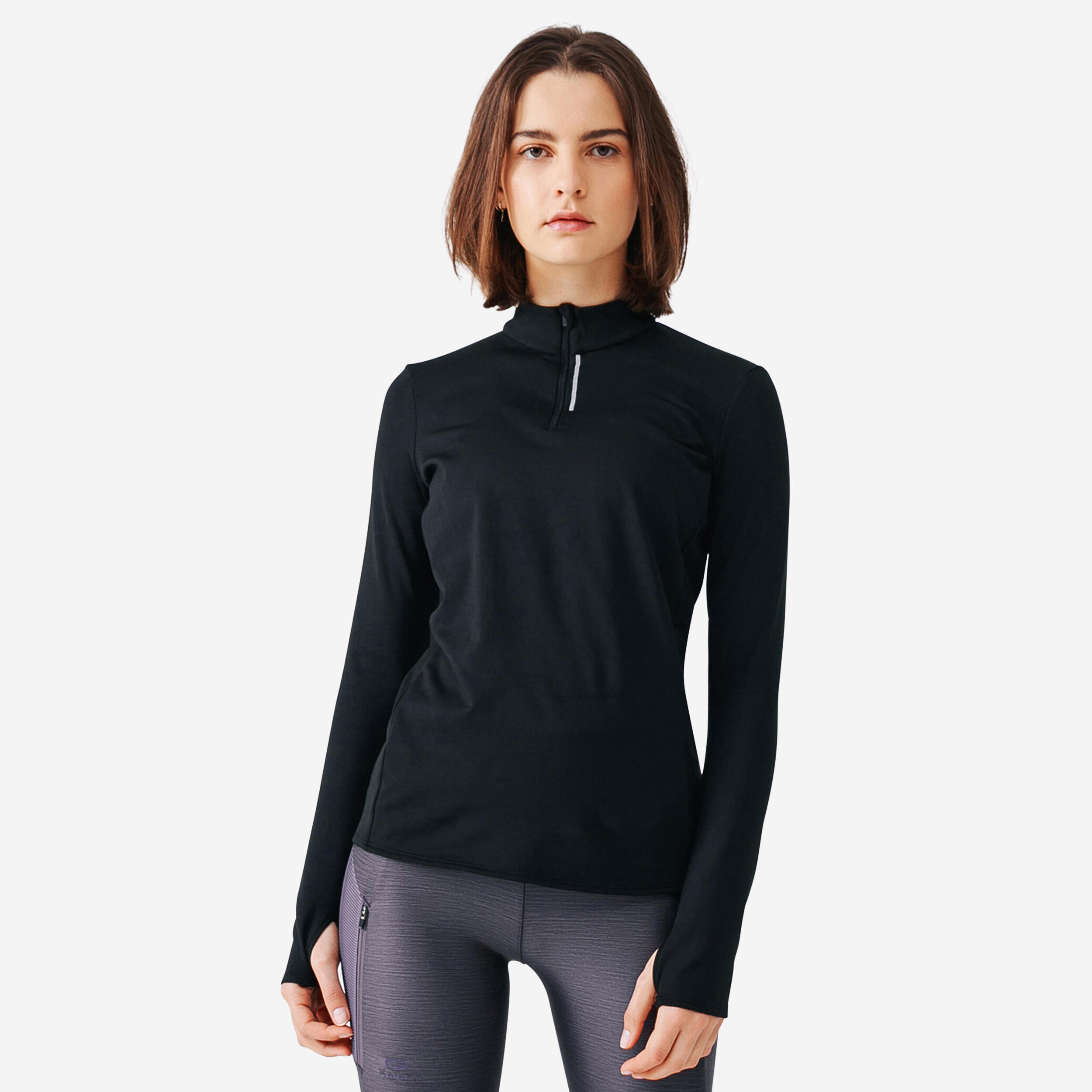 Womenâs Warm Long-Sleeved Running T-Shirt, Run 100