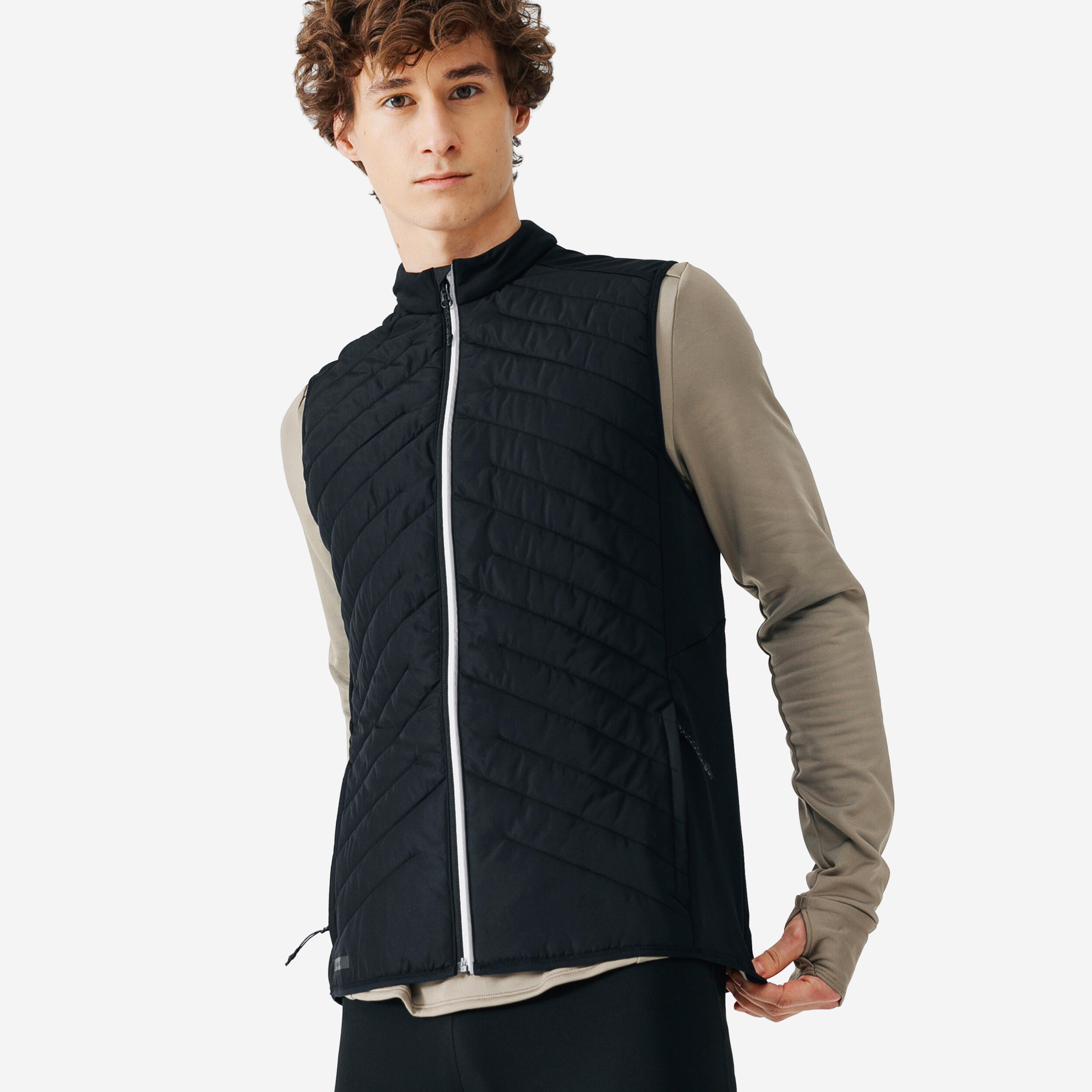 Men's Sleeveless Running Jacket - Warm+ Black