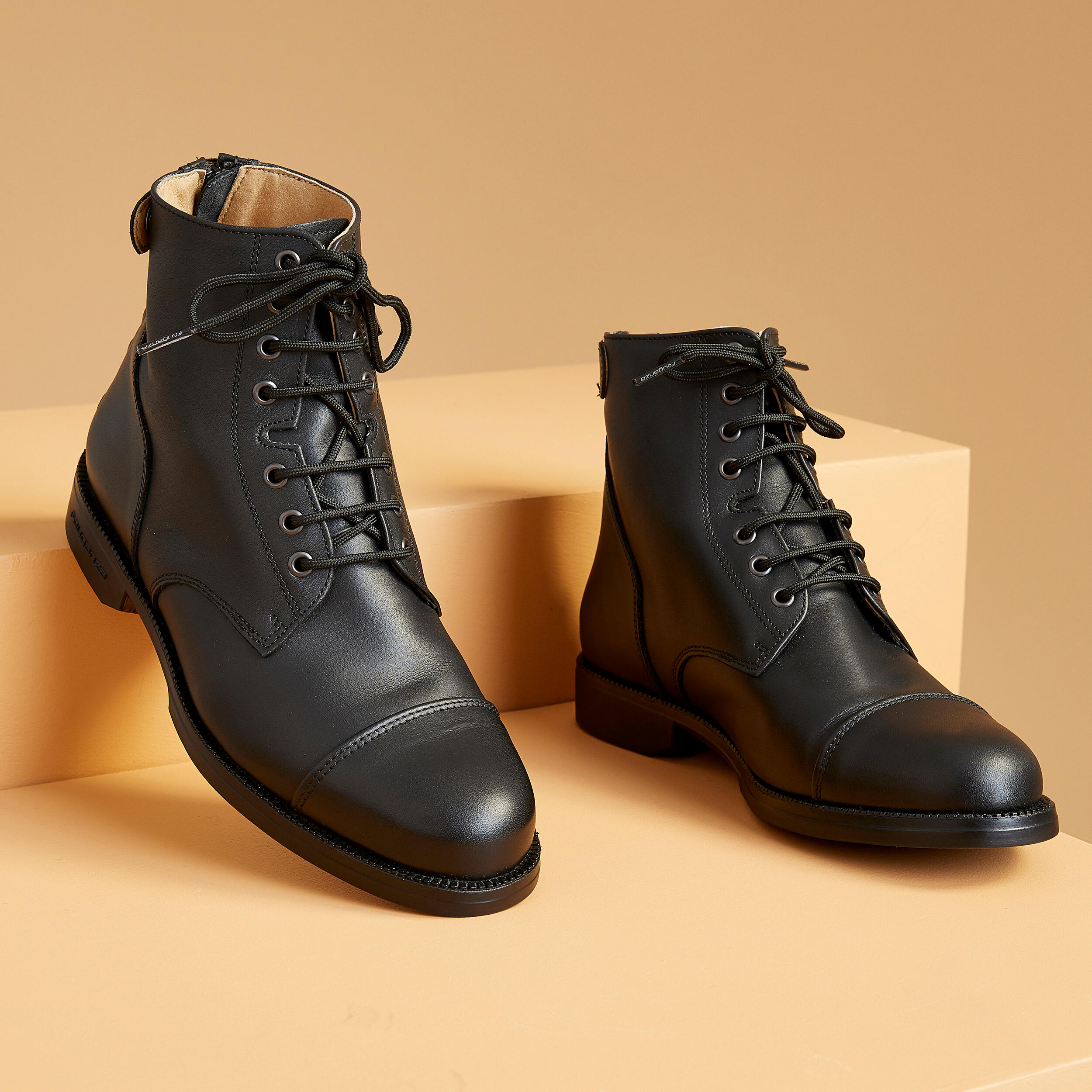 Horse Riding Lace-up Leather Boots - Paddock 560 Black