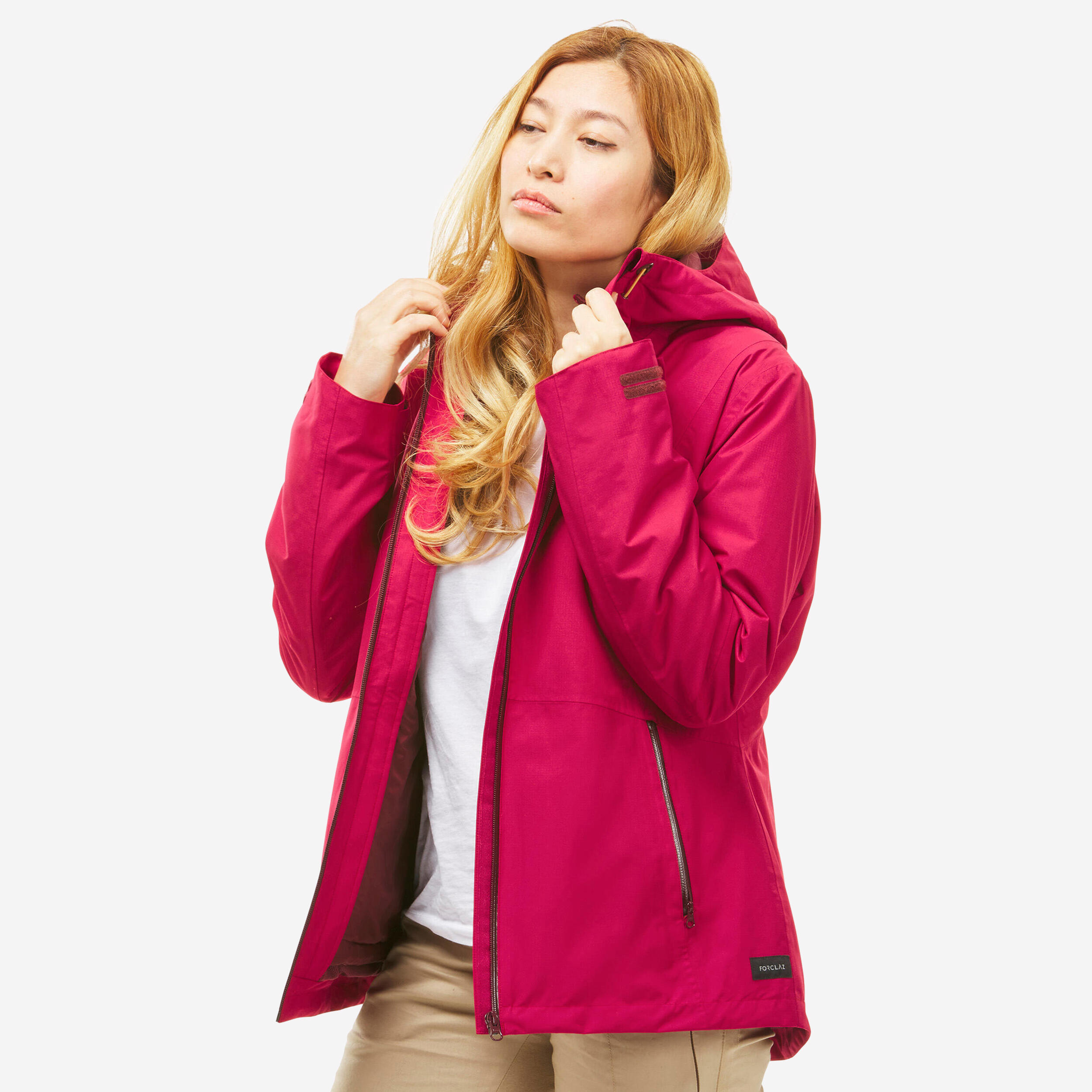 Womenâs 3-in-1 Waterproof Hiking Jacket, MH 500 Mountain
