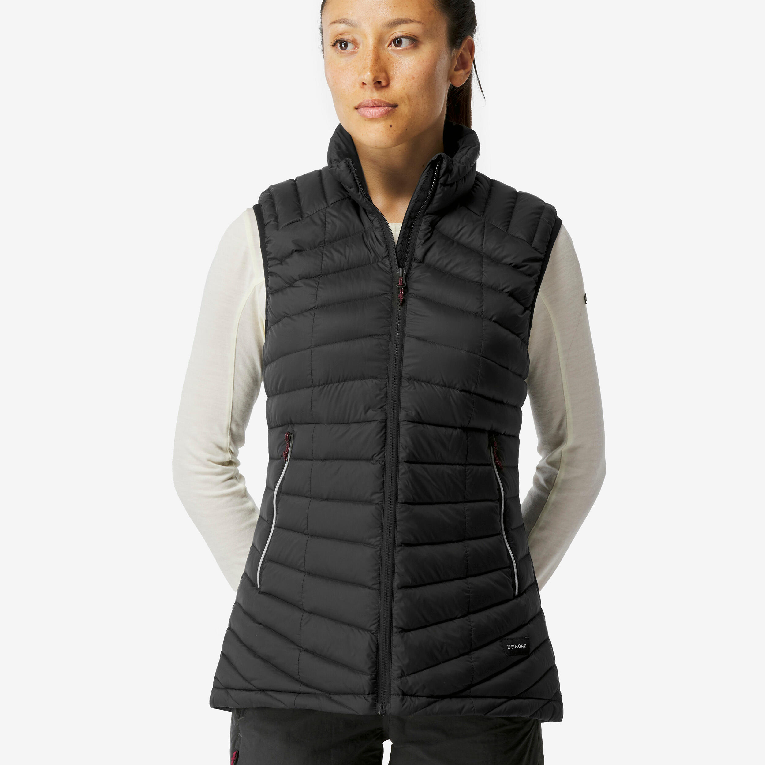 Womenâs Hiking Down Vest - MT 100 Black