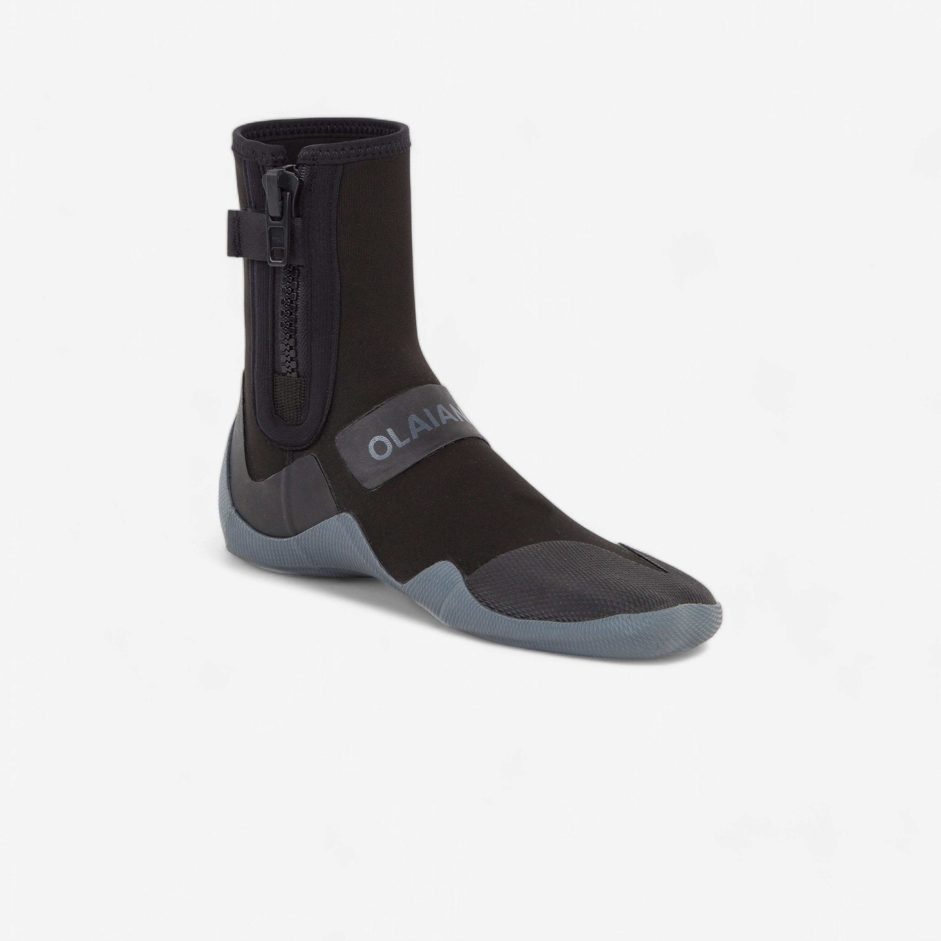 500 Ankle boot surfing Booties 3 mm neoprene zip - Black/Grey