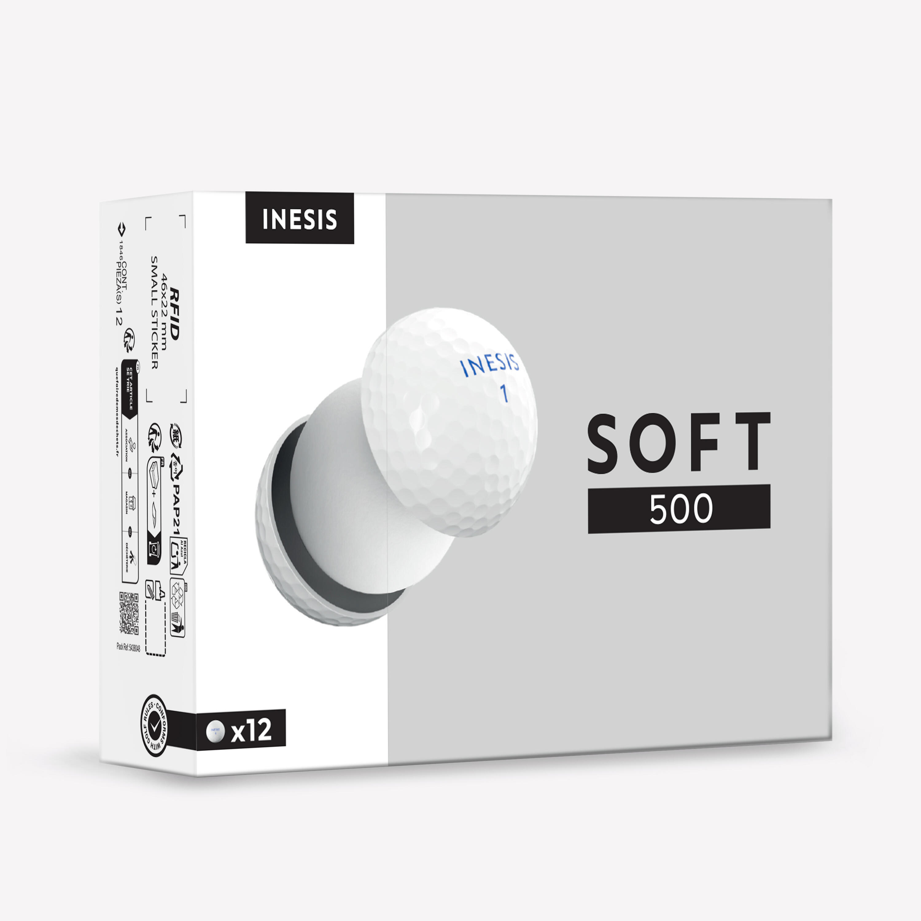 Golf BallsÂ x12 - Inesis Soft 500 White