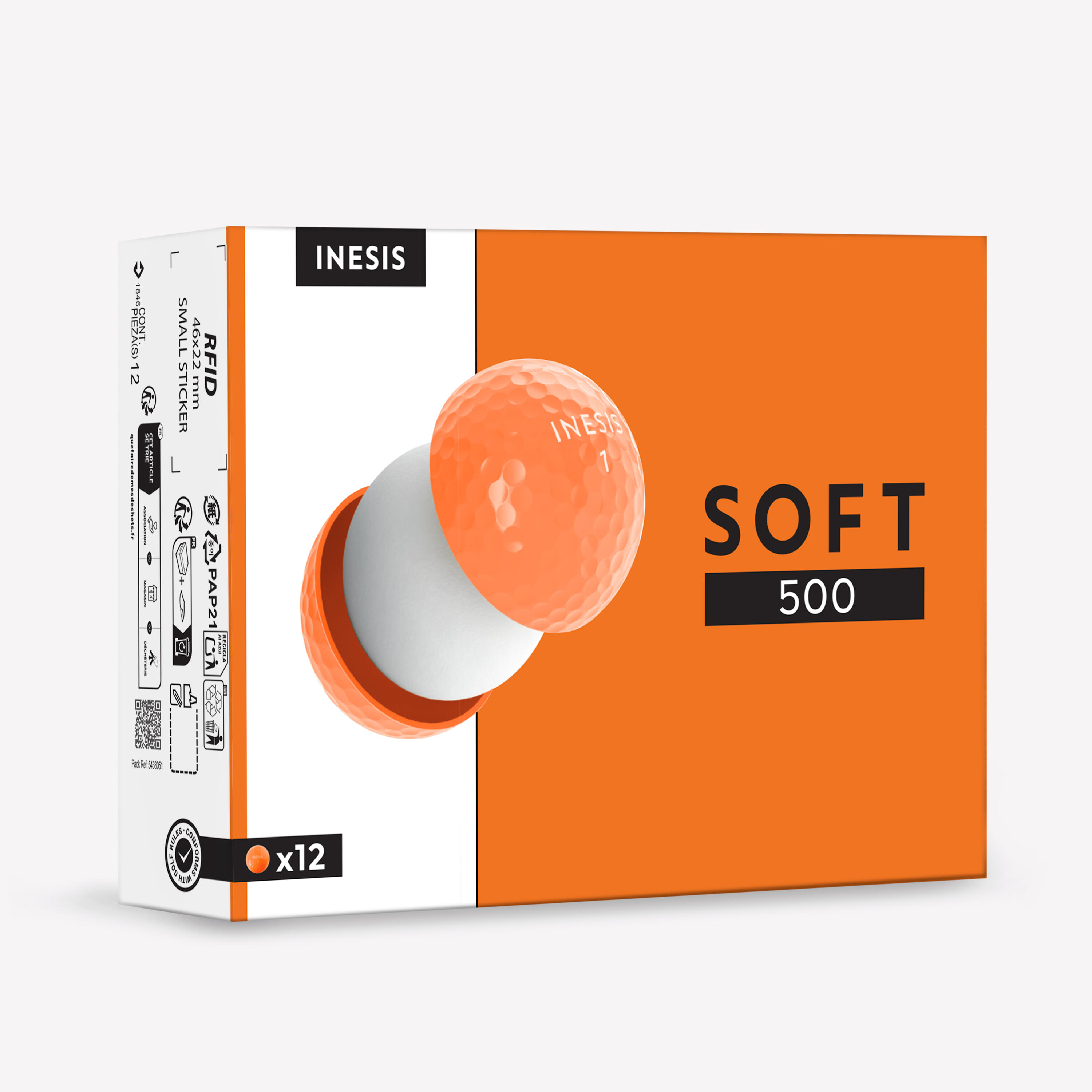 Golf BallsÂ x12 - Inesis Soft 500 Orange