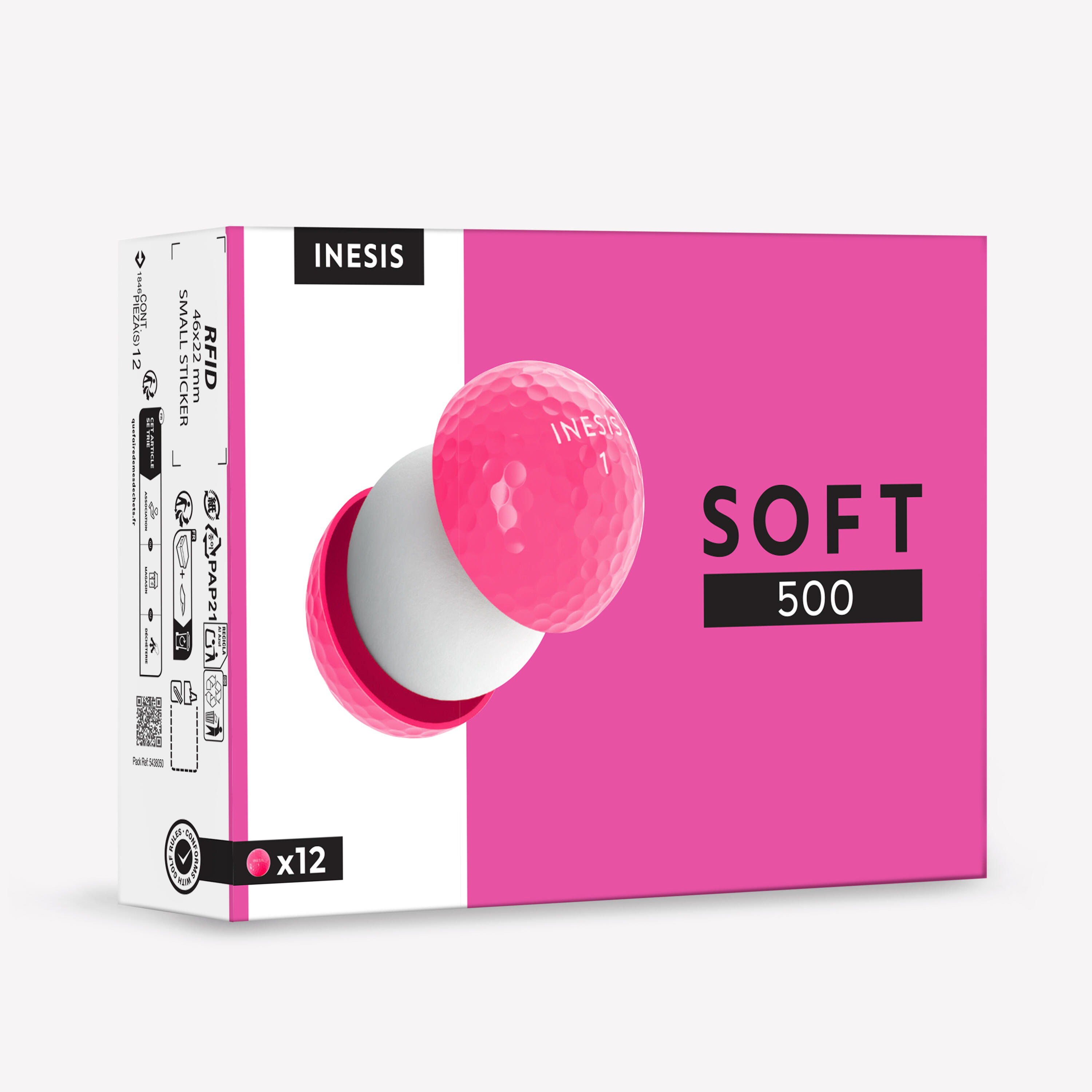 Golf BallsÂ x12 - Inesis Soft 500 Pink