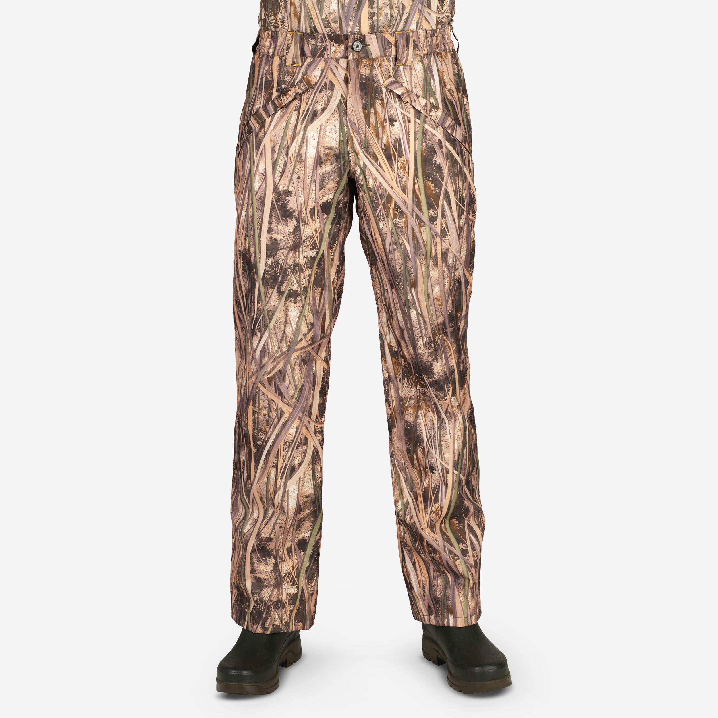 Waterproof Hunting Trousers - 100 Wetland Camo