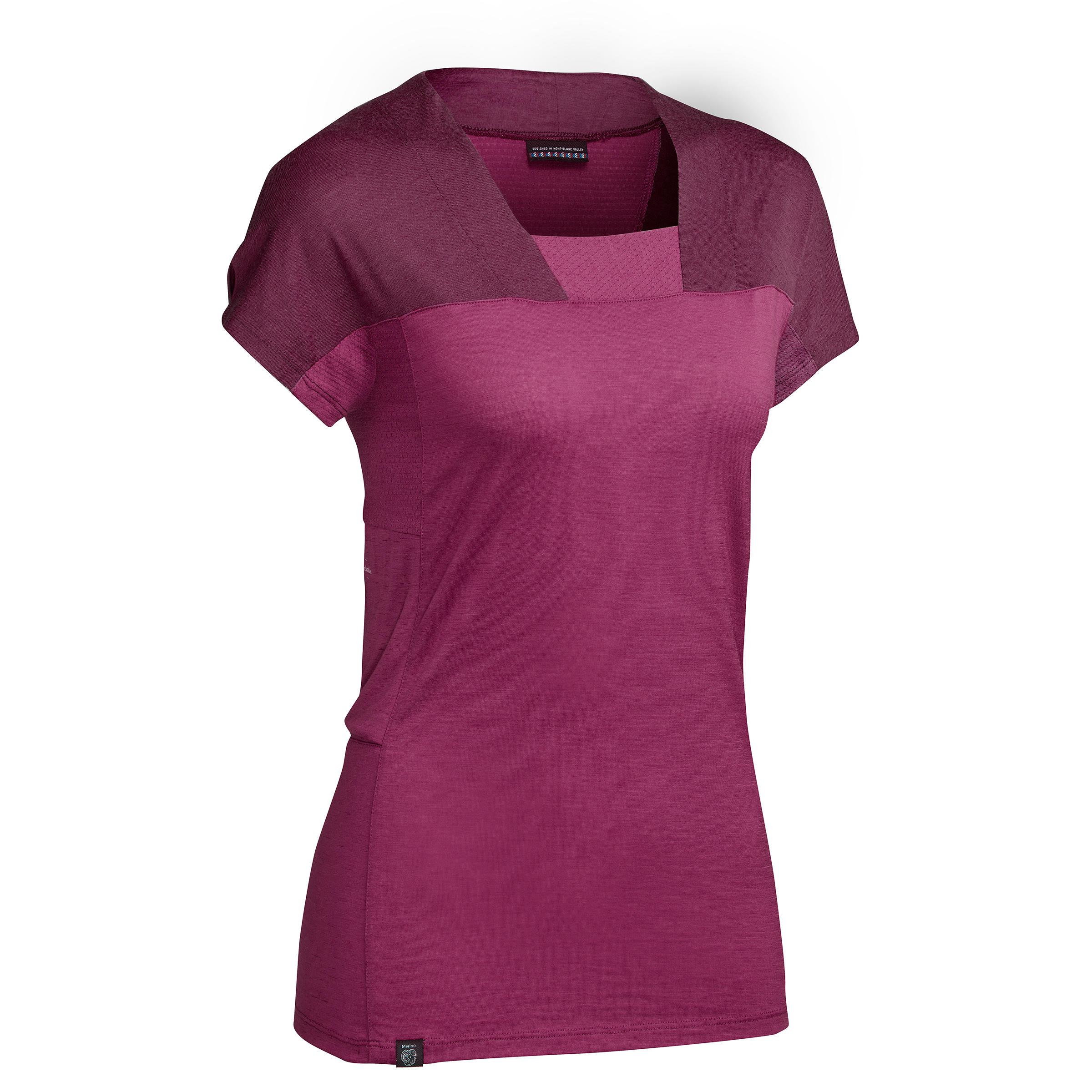 Trek 500 Mountain Trekking Merino T-Shirt Purple - Women's