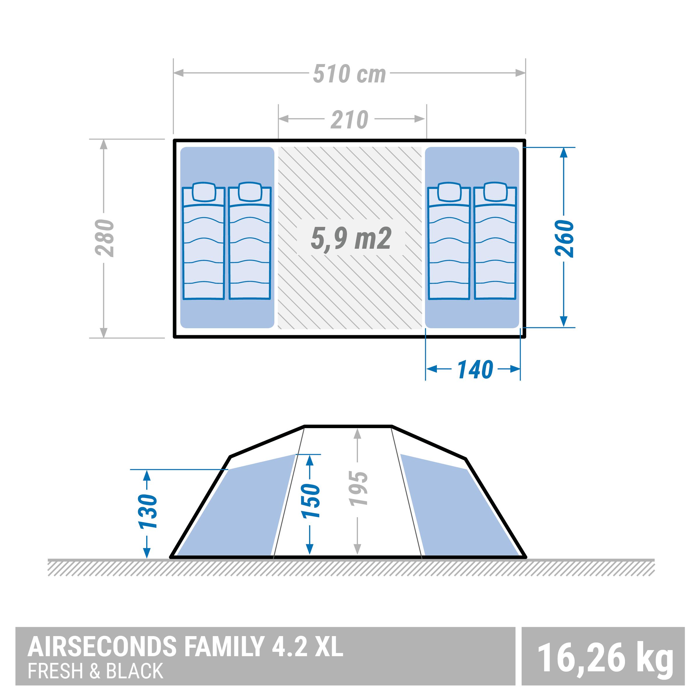 4-Person Inflatable Camping Tent, Air Seconds Fresh & Black