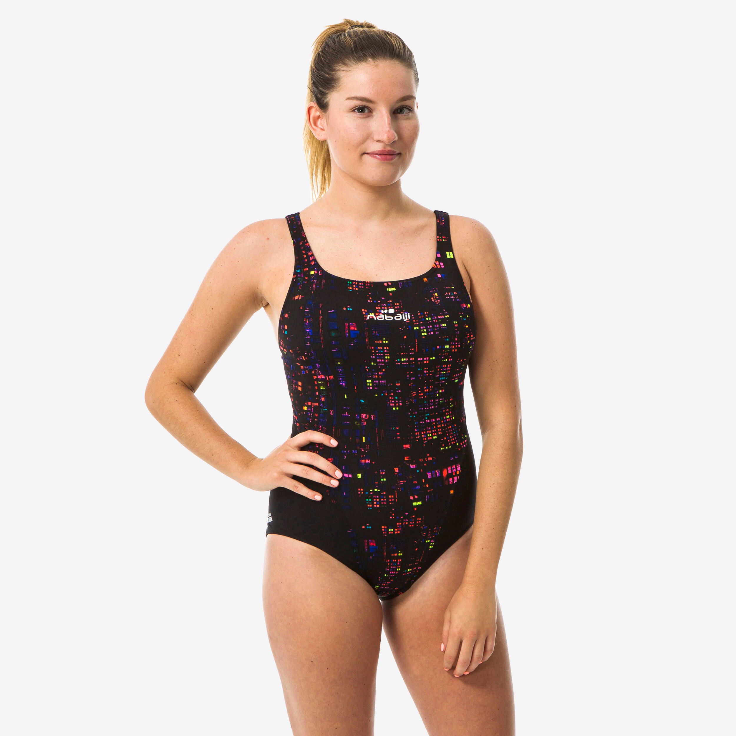 Women's Chlorine-Resistant One-Piece Swimsuit with Print, Kamiye
