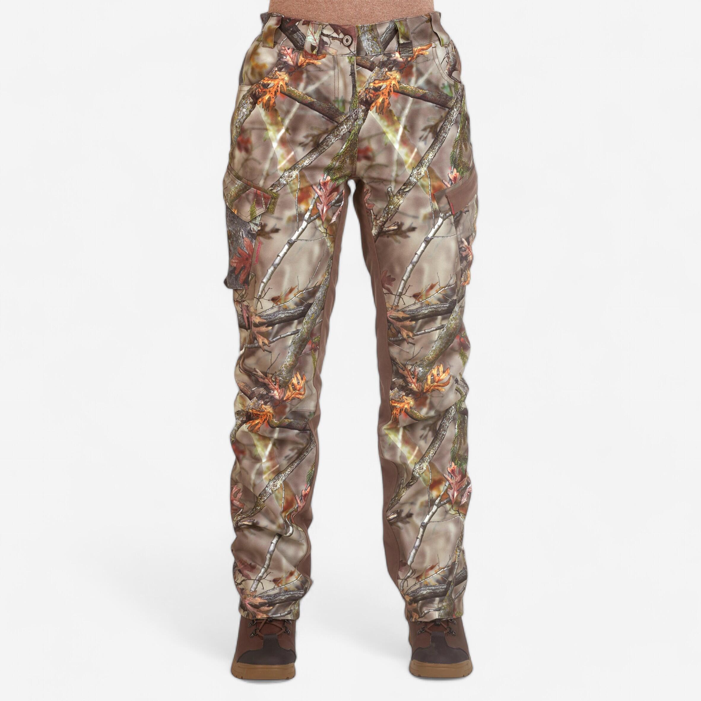 Womenâs Hunting Trousers Warm Waterproof Silent - 500 Camo