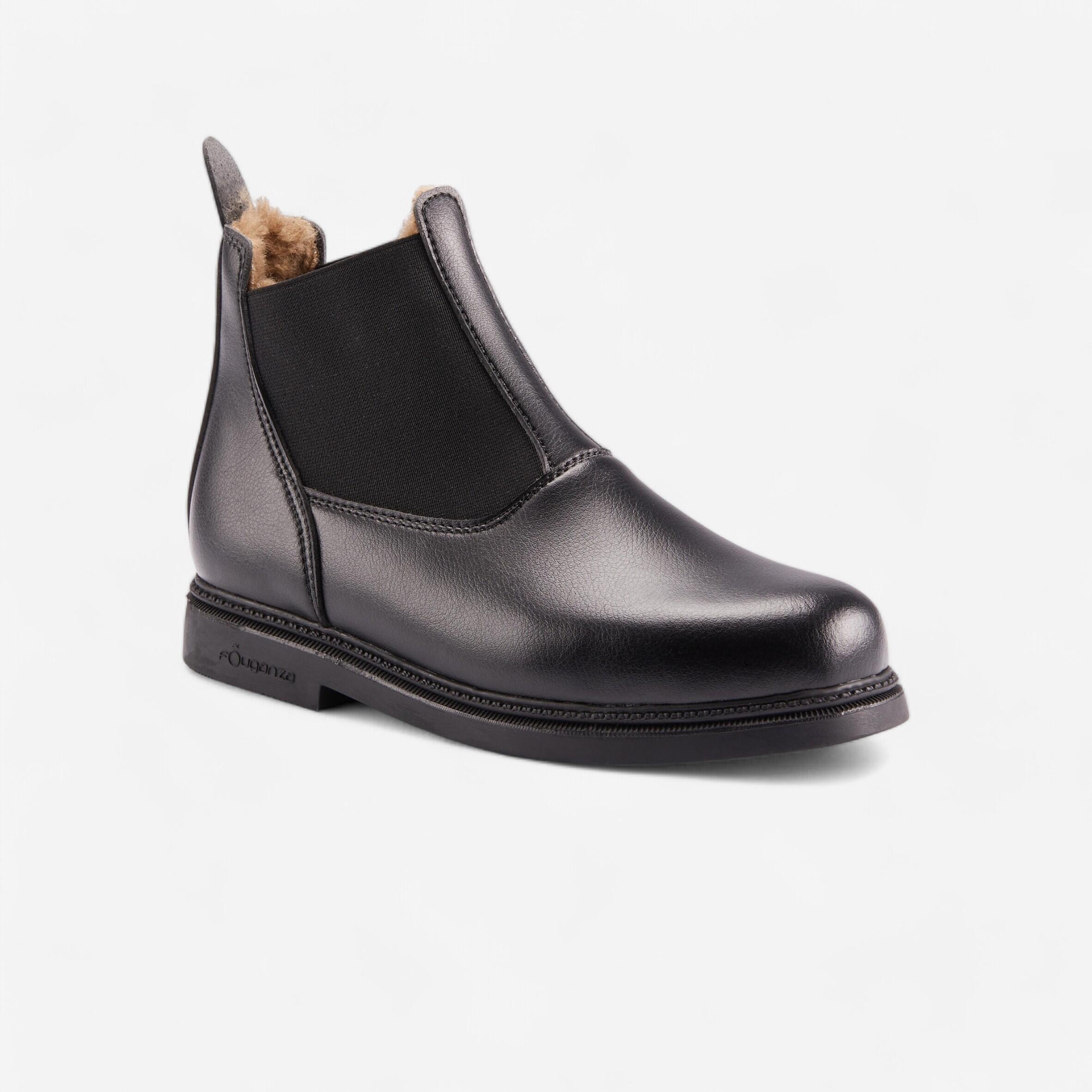 160 Warm Kids' Horse Riding Jodhpur Boots - Black