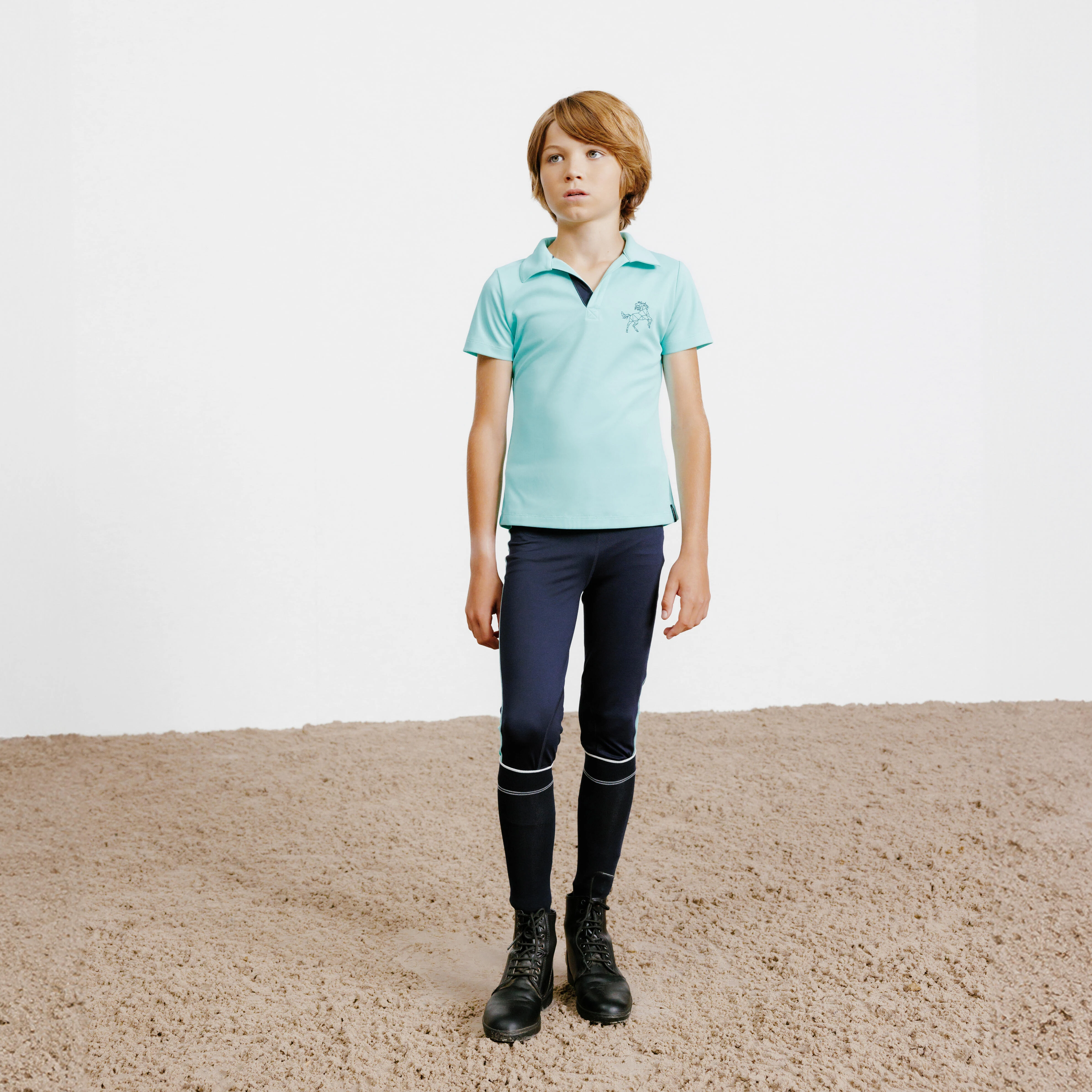 Horse Riding Short-Sleeved Polo Shirt 500 - Turquoise