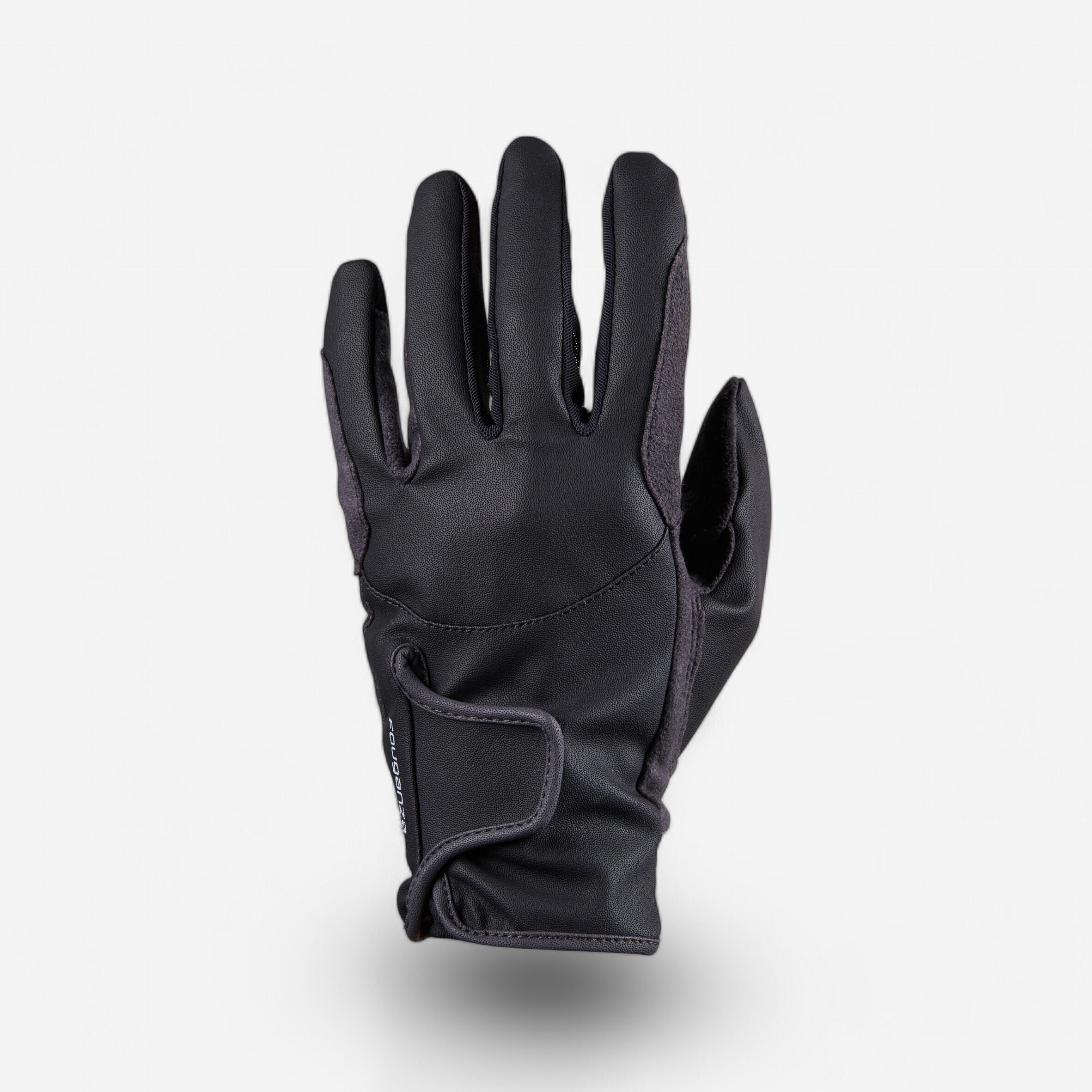 500 Children's Horse Riding Gloves - Black/Grey