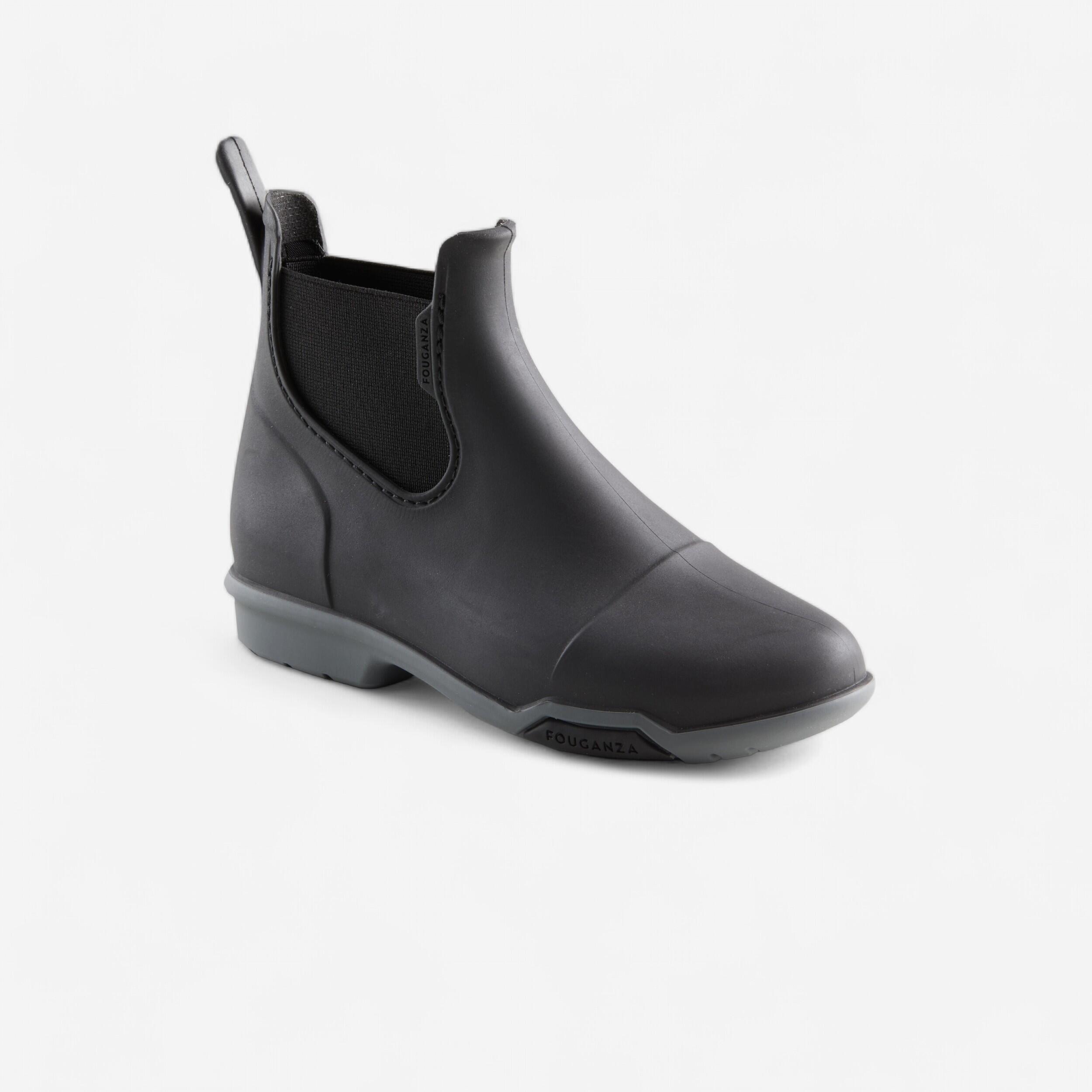 Kids' Horse Riding Boots - 100 Black/Grey