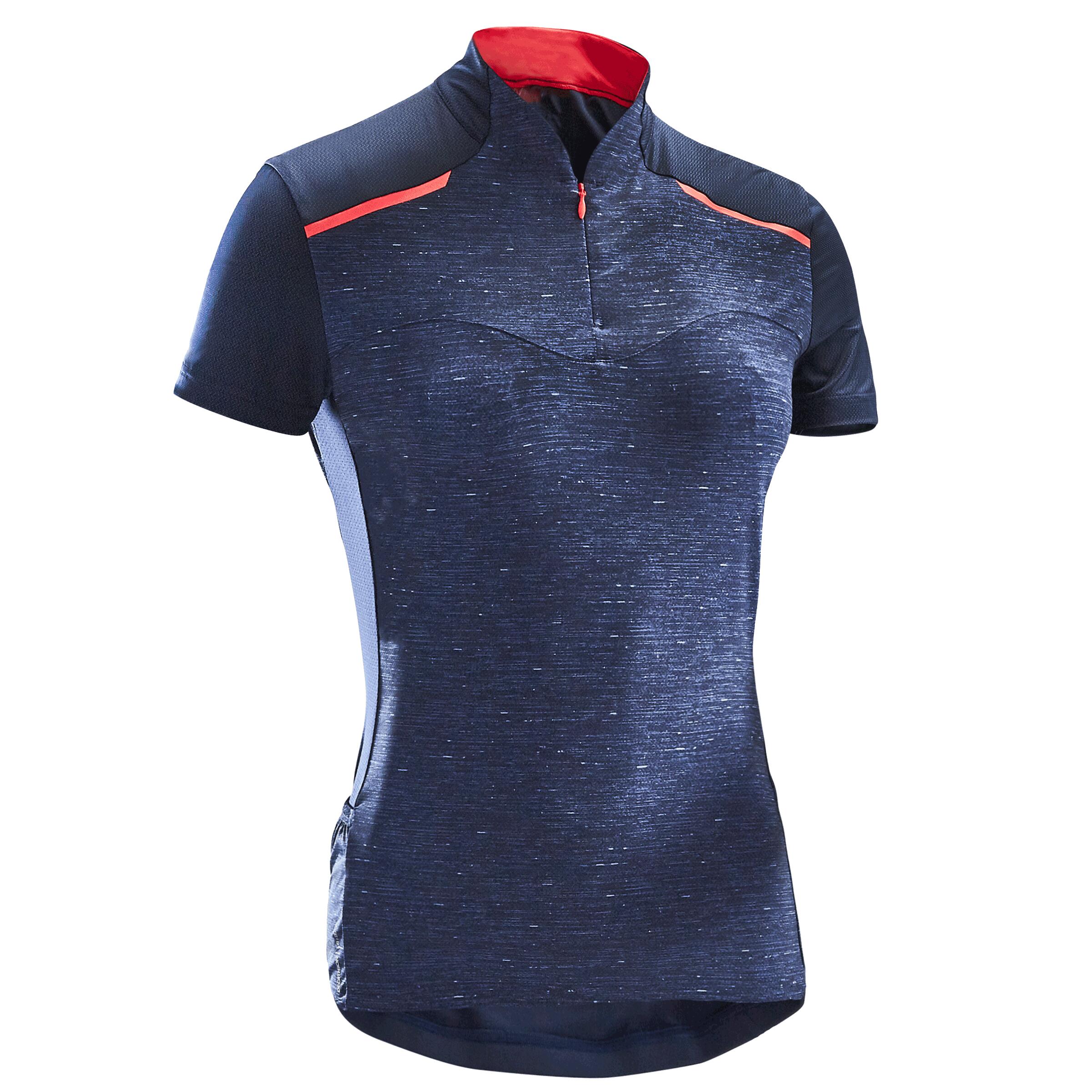 500 Short-Sleeve Cycling Jersey Navy - Women
