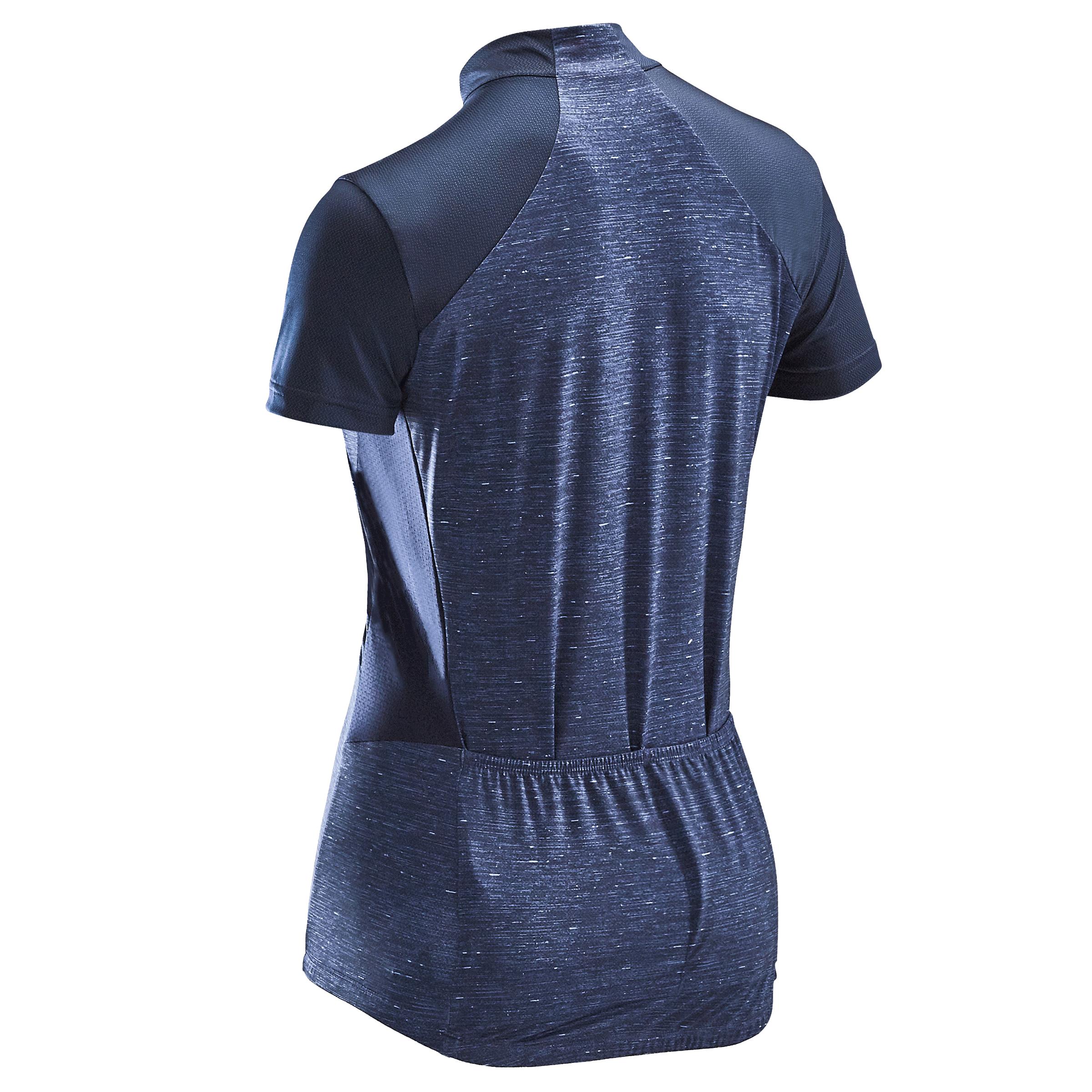 500 Short-Sleeve Cycling Jersey Navy - Women