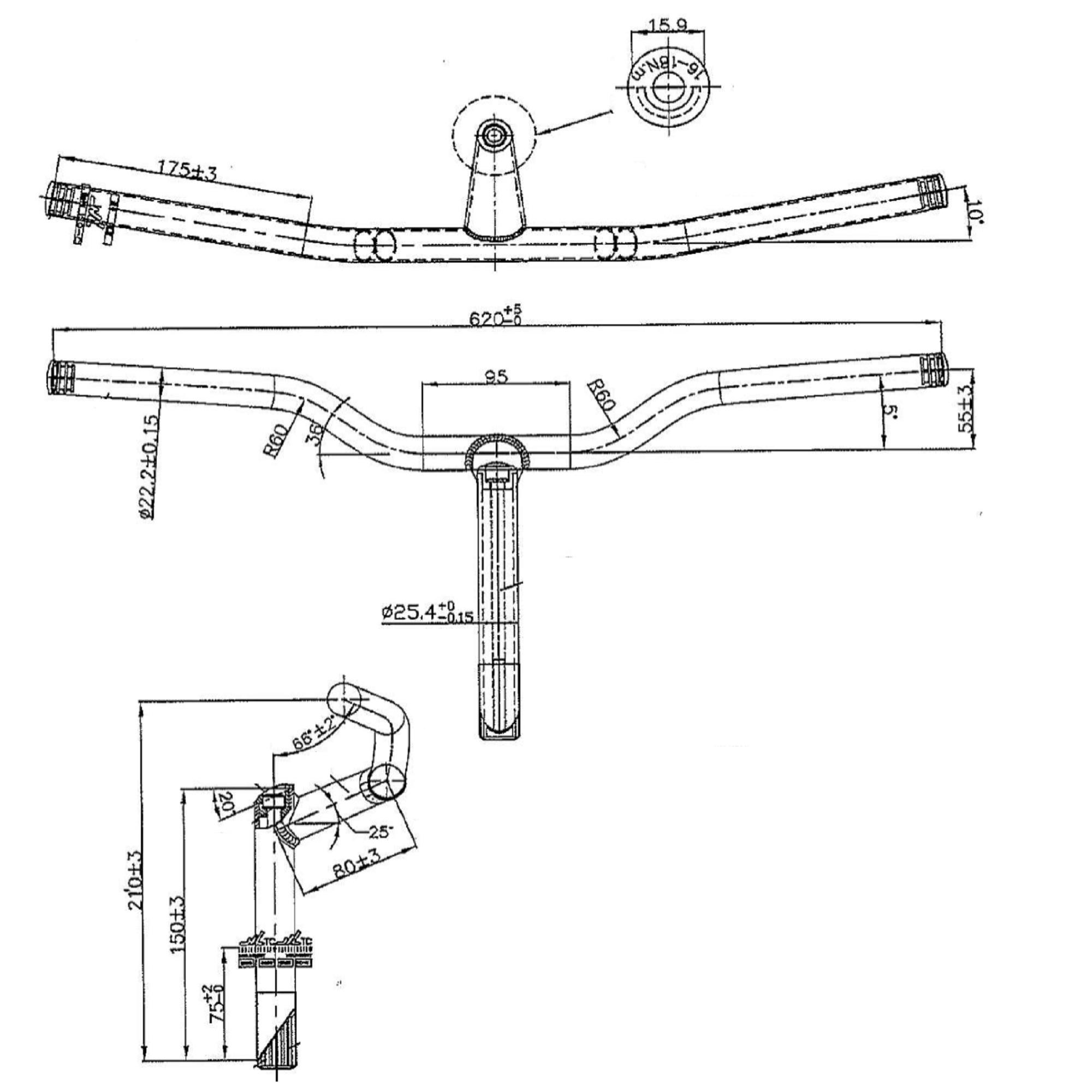 1 1/8" Quill Stem Riverside Handlebars