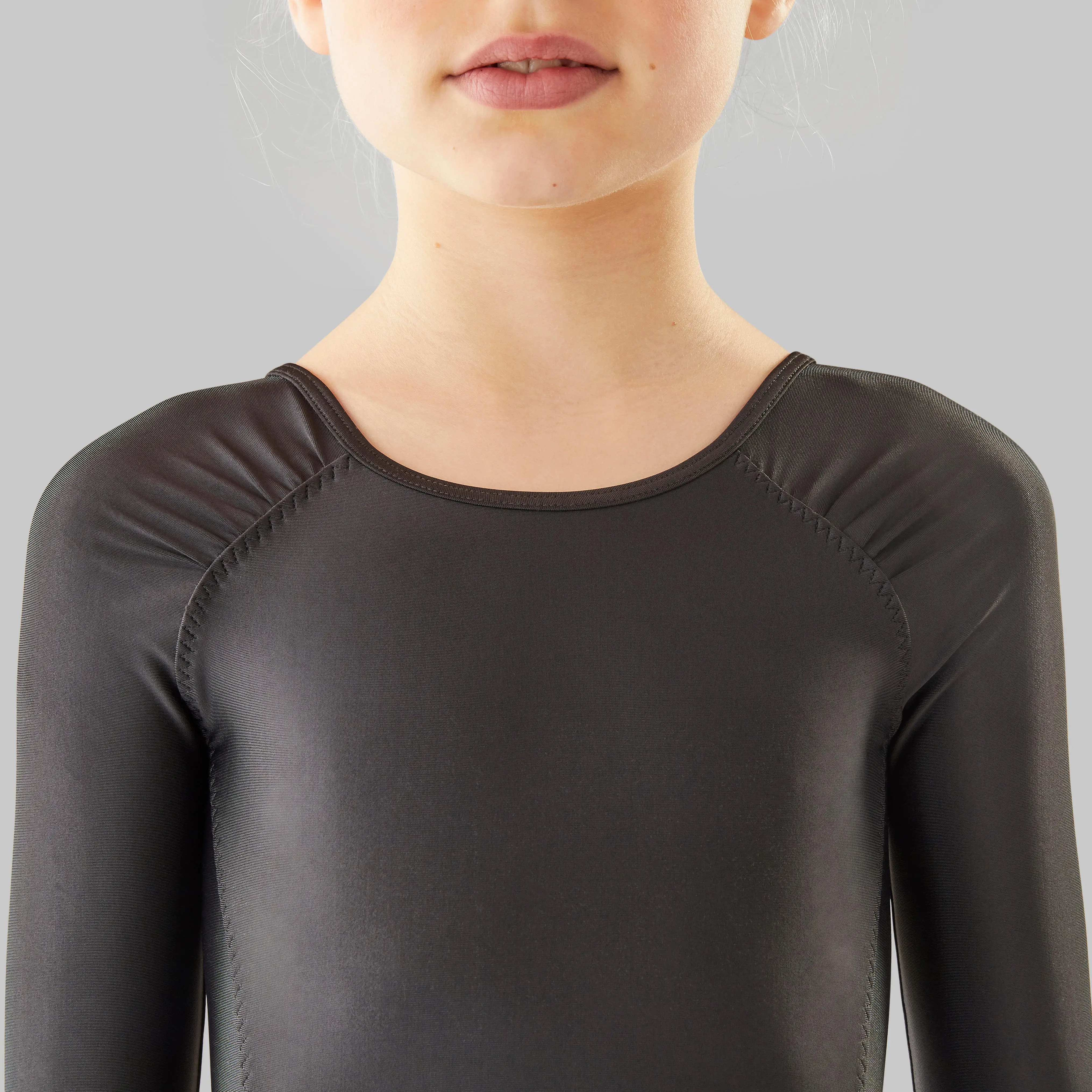 Long-Sleeved Ballet Leotard Black - Girls