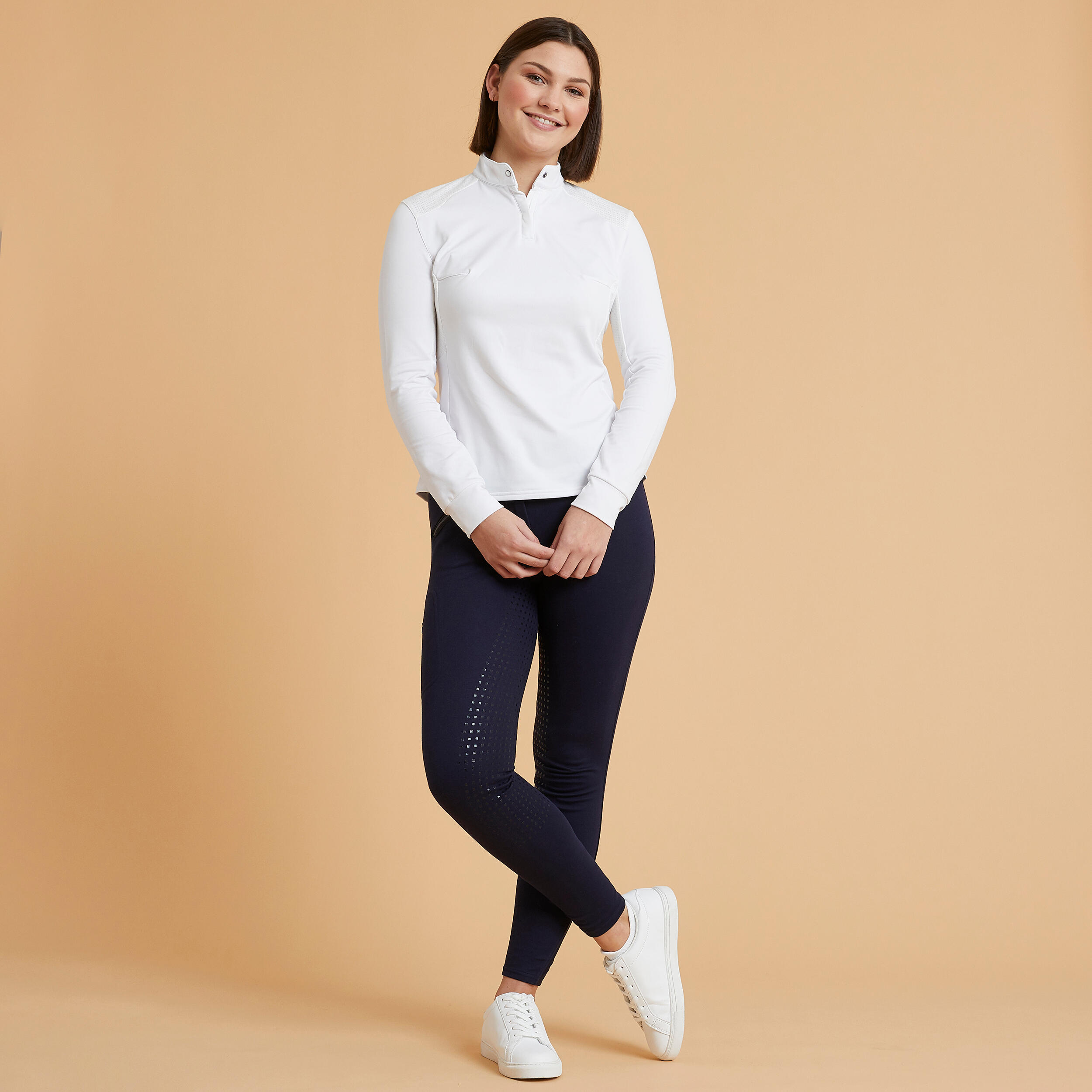 Women's Warm Full Grip Horse Riding Jodhpurs - 500 Blue