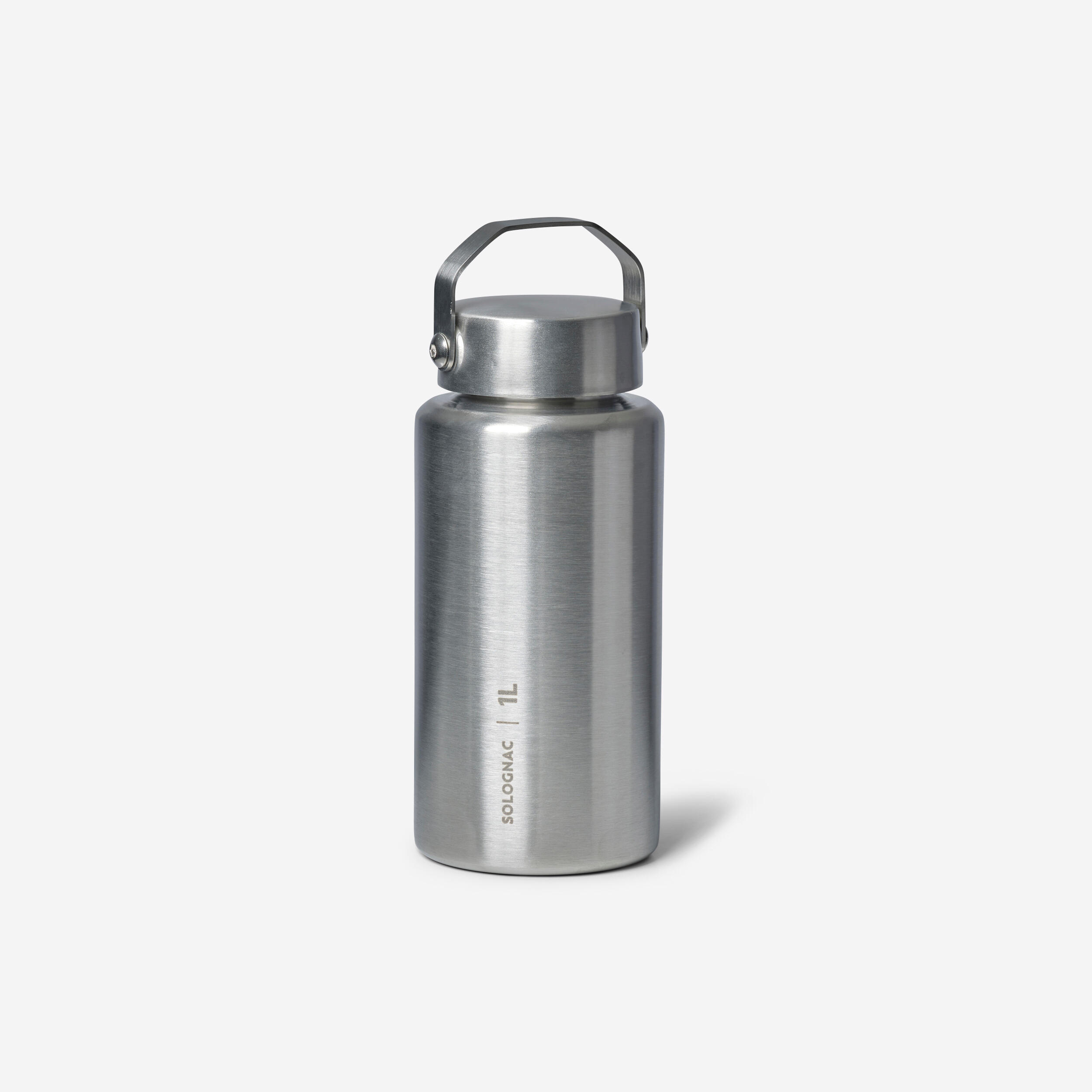 Water Bottle with Screw Cap Stainless Steel 1 L - Bushcraft Grey