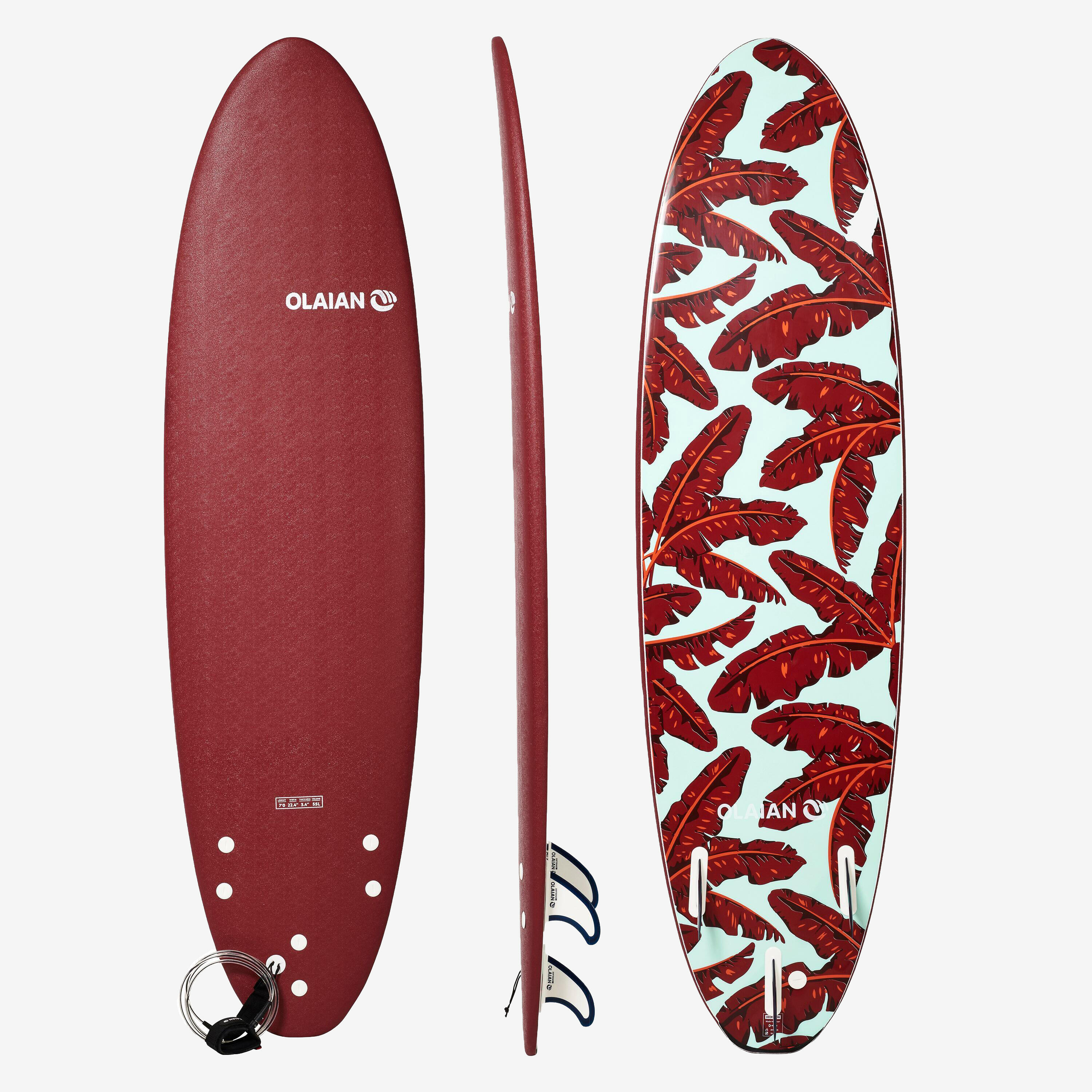 7' Foam Surfboard - 500Includes 1Â leash and 3Â fins.