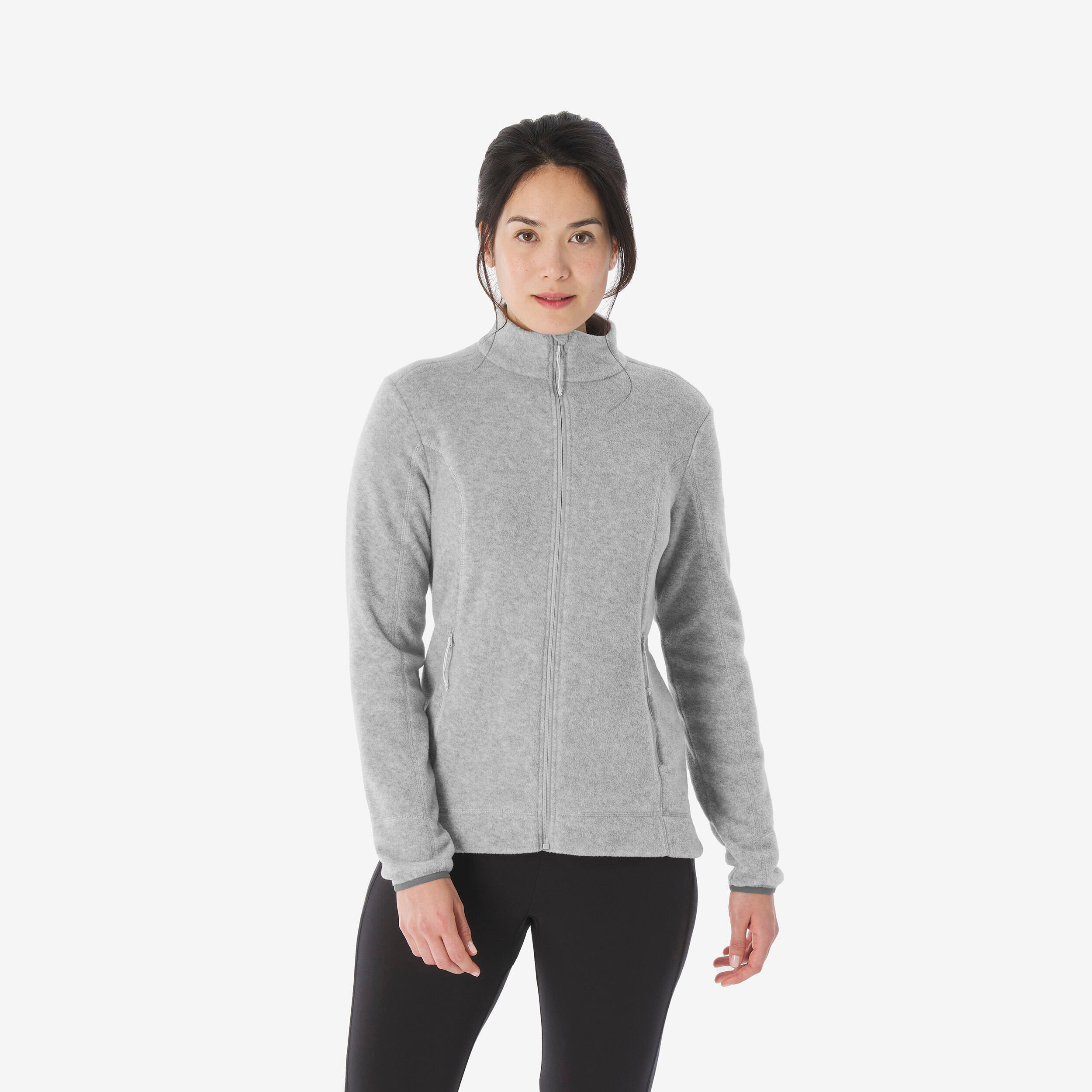 Womenâs Full-Zip Hiking Fleece Jacket, MH 100