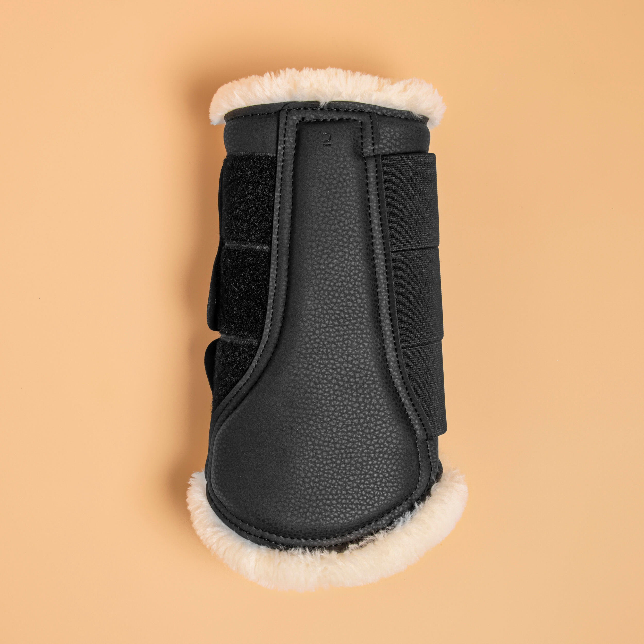 Horse Riding Synthetic Sheepskin Brushing Boots - 500 Twin-Pack Black