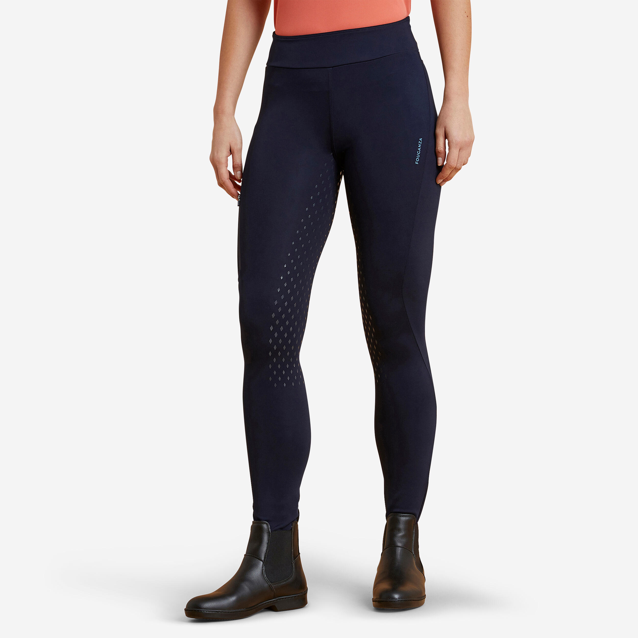 Women's Horse Riding Full Grip Leggings - 500 Blue